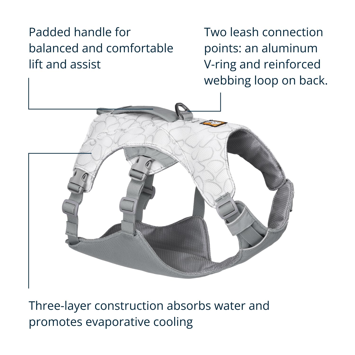 Ruffwear Swamp Cooler Dog Harness, Lightweight Evaporative Cooling, Medium, Graphite Gray, Model 30781-033M