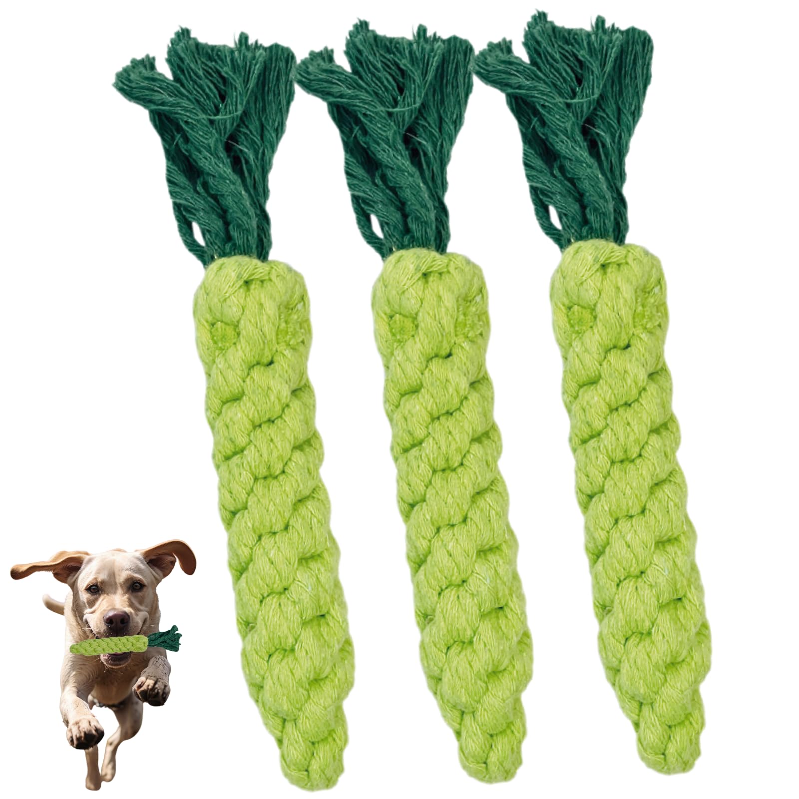 Autumnnest 3Pcs Green Woven Pet Chew Set, Dog Chew Accessories, Cat Interactive Chews, Safe & Durable Braided Chews For Dogs, Ca