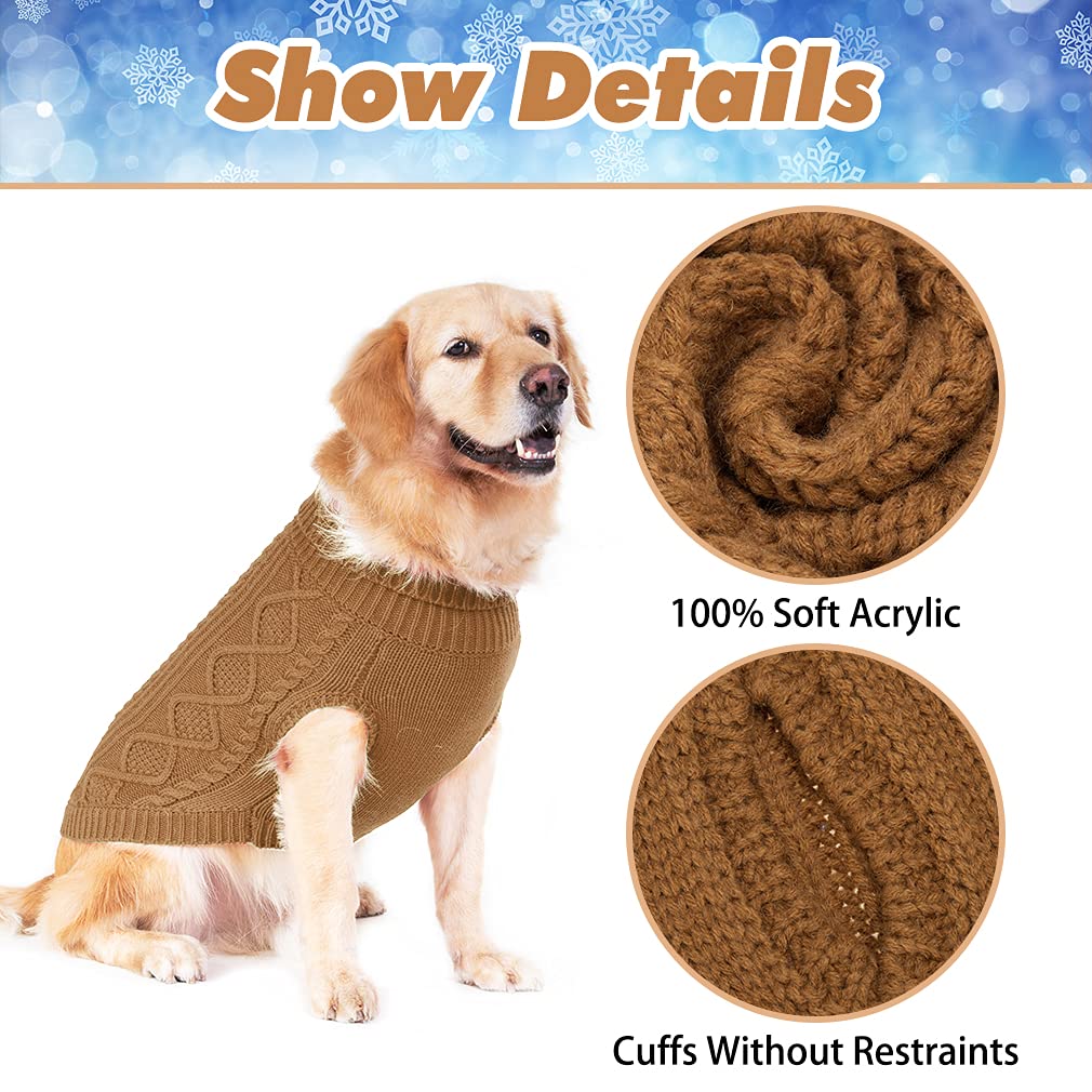 Bingpet Thermal Knitted Dog Sweater For Small Medium Large Dogs,Winter Dog Cat Coat Warm Sweartershirts Outfits,Classic Cable Kn
