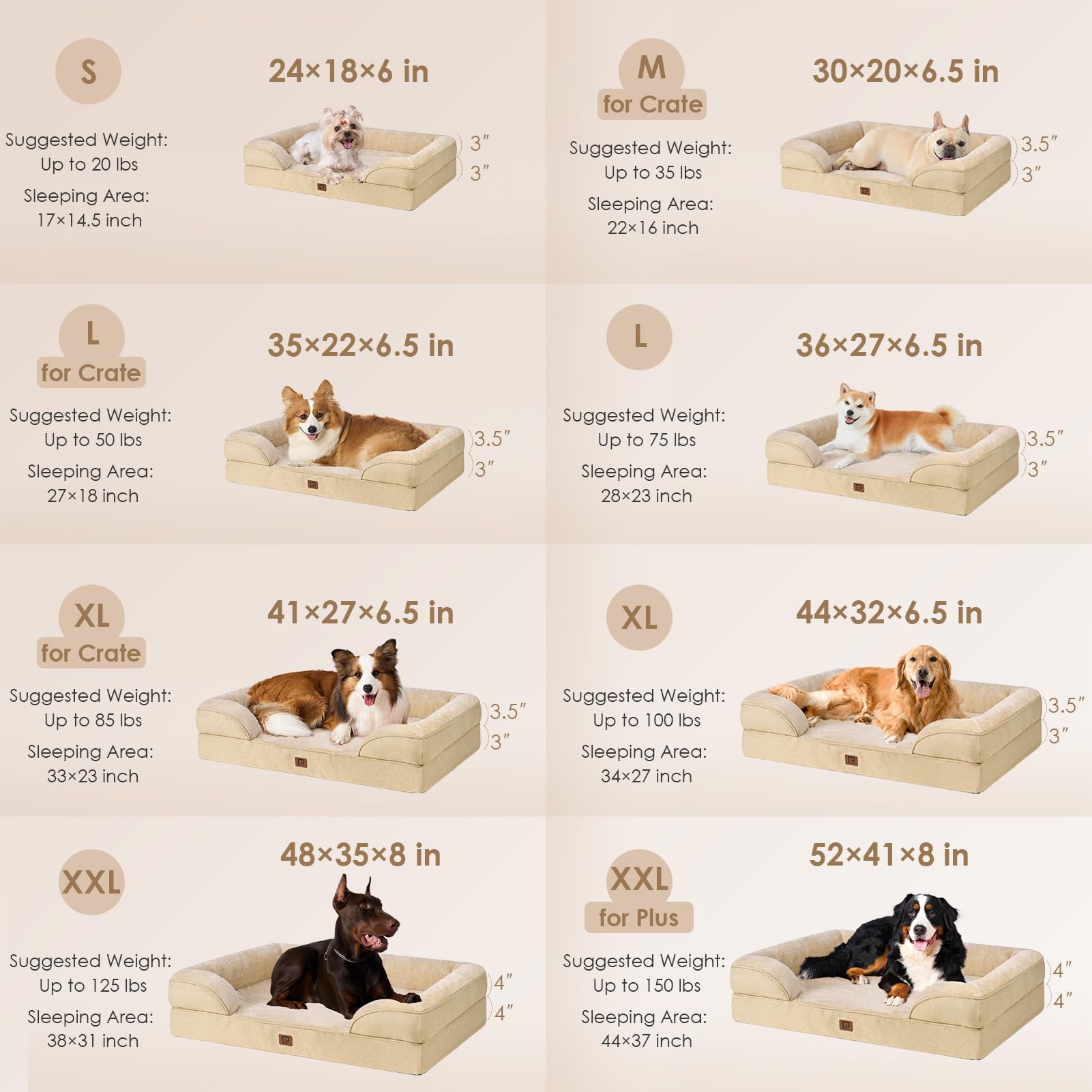 Eheyciga Orthopedic Dog Beds For Large Dogs, Waterproof Memory Foam Large Pet Bed With Sides, Non-Slip Bottom And Egg-Crate Foam