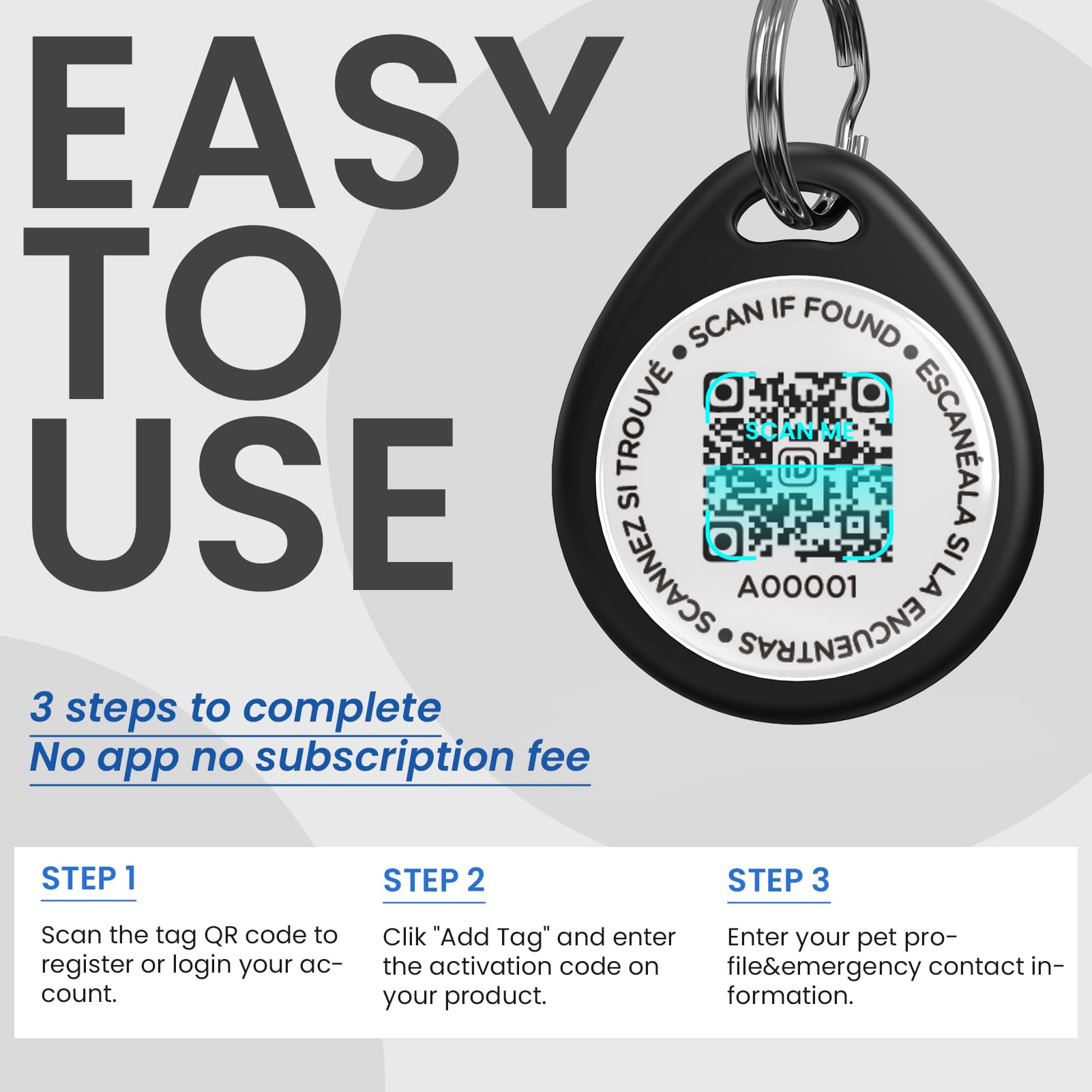Ilfindyou Personalized Qr Code Tag For Kitten Collar, Cat Tracker With Scan Location Alerts, Black S