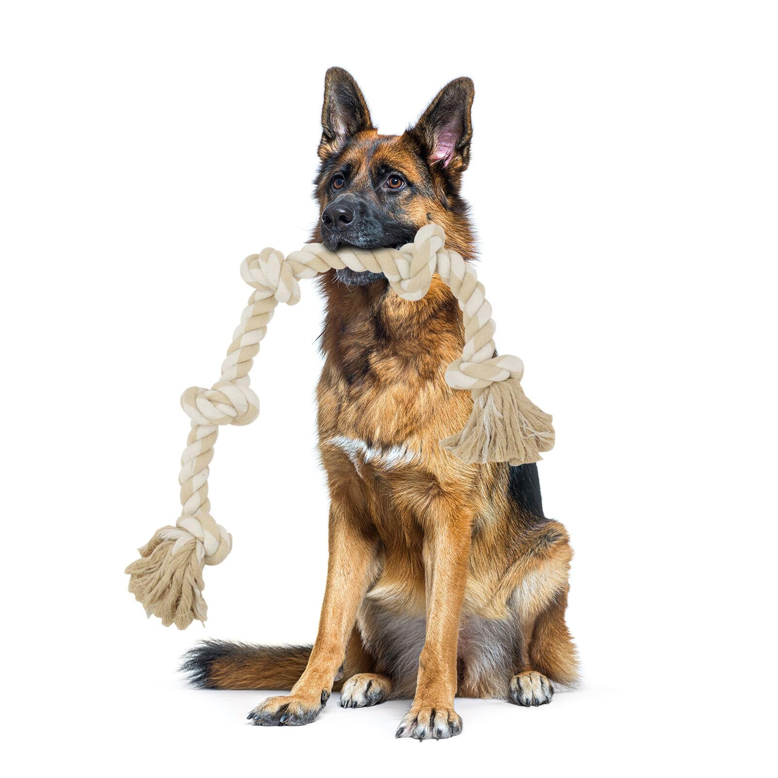 Bmag Dog Toys for Aggressive Chewers, Tough Rope Chew Toys for Medium Large Dogs,Heavy Duty Tough Dog Tug of War Toy with 5 Knot