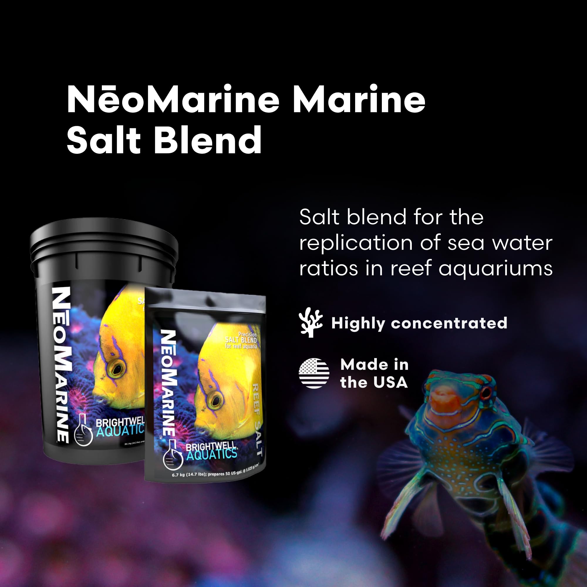 Brightwell Aquatics - NeoMarine Marine Salt Blend for Reef Aquarium - Fish Tank Starter Aquarium Salt - Aquarium Water Treatment