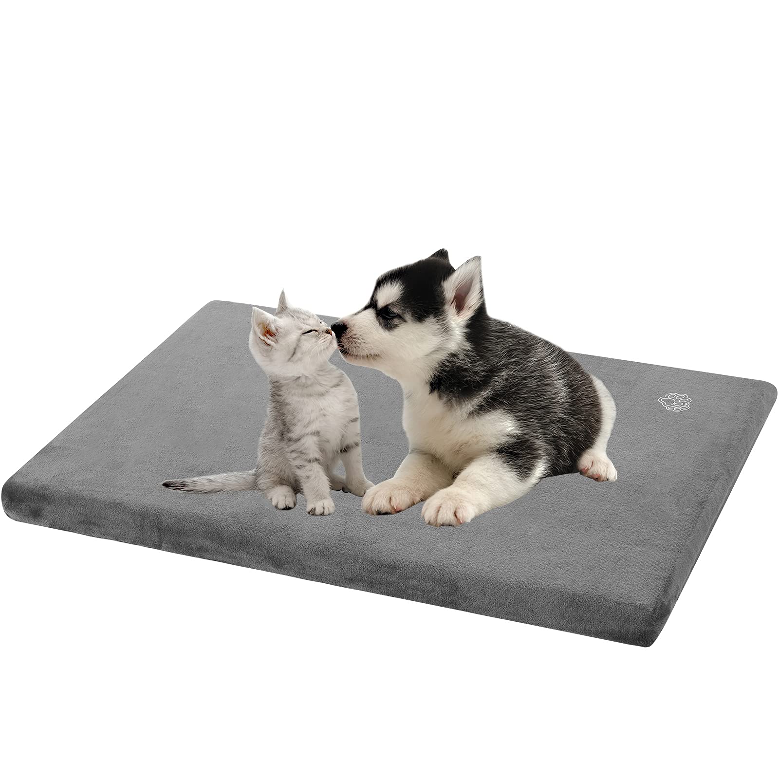 Empsign Stylish Dog Bed Mat Dog Crate Pad Mattress Reversible (Cool & Warm), Water Proof Linings, Removable Machine Washable Cover, Firm Support Pet Crate Bed For Small To Xx-Large Dogs, Grey