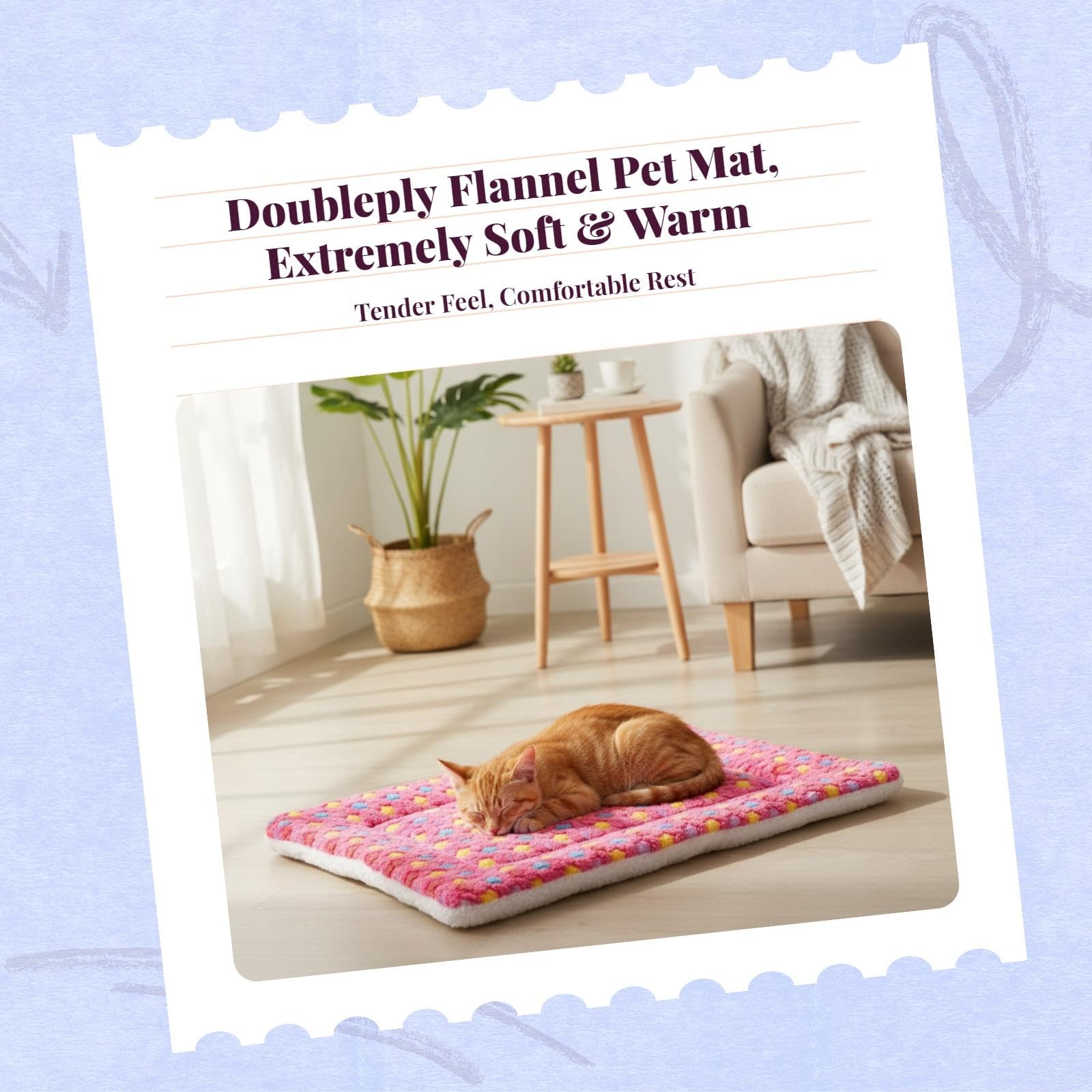 ZOOMELLA Pet Sleeping Mat, Flannel Dog Bed, Warm Cat Blanket, Winter Comfort Pink Star 35 * 30cm|Sofas, Loveseats & Chaises|Home