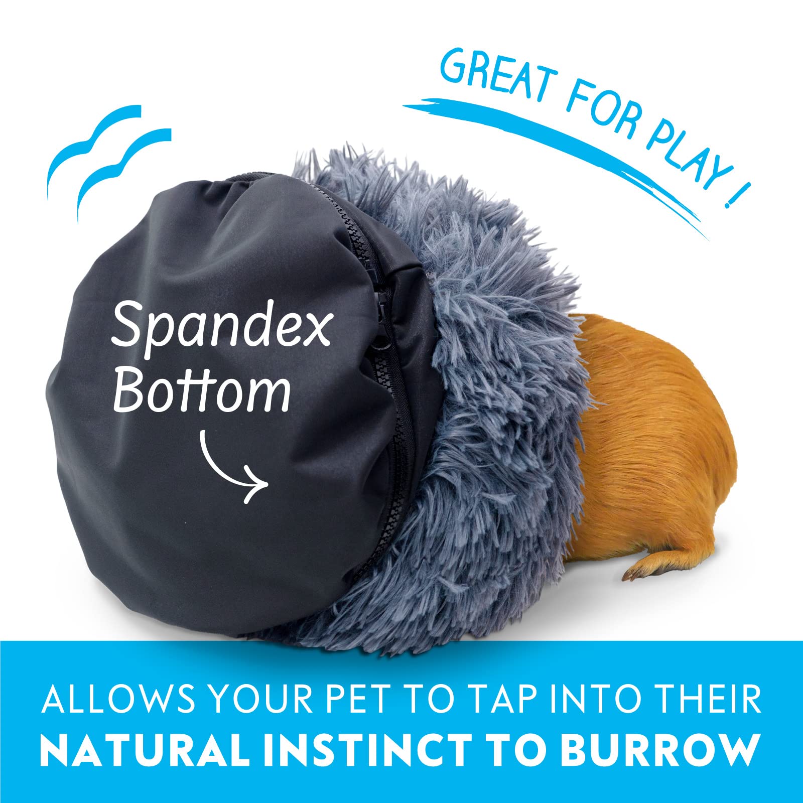 Paw Inspired Furr-O Burrowing Pet Bed For Guinea Pigs And Other Small Animals (Blue)