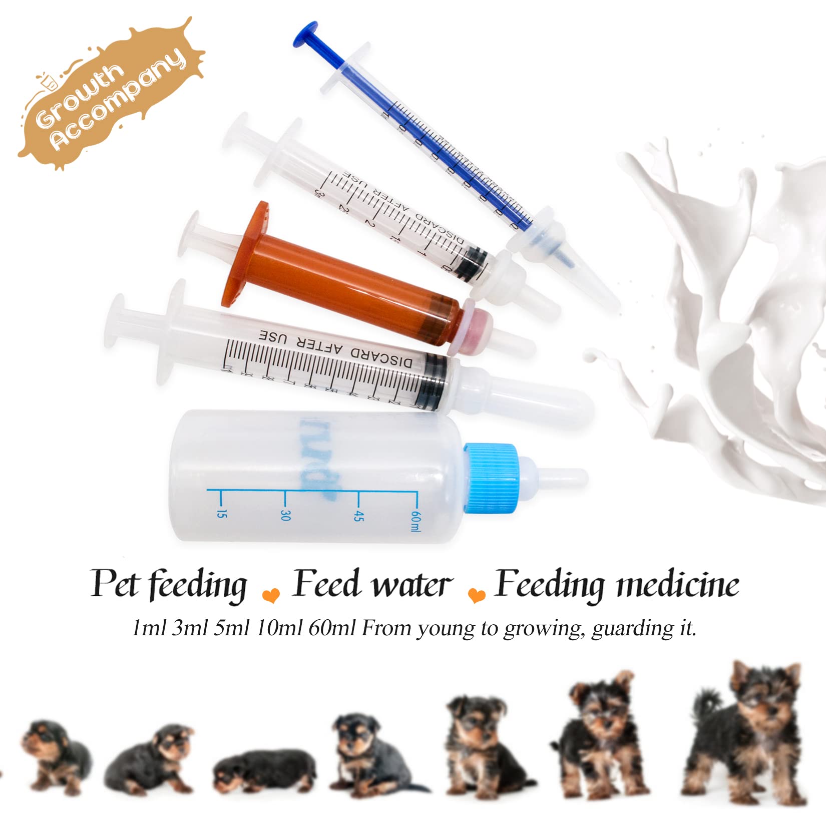 Puppy Kitten Bottle For Nursing, Newborn Pet Dog Cat Rabbit Feeding Bottles With Nipples Feeder Kit