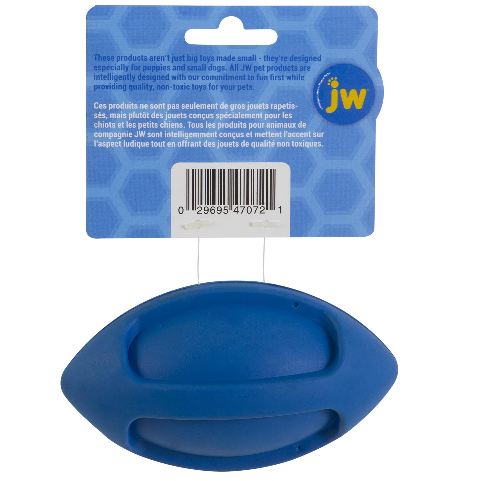 JW Pet Company iSqueak Funble Football Dog Toy, Small, Blend Material, Colors Vary, Model 40027