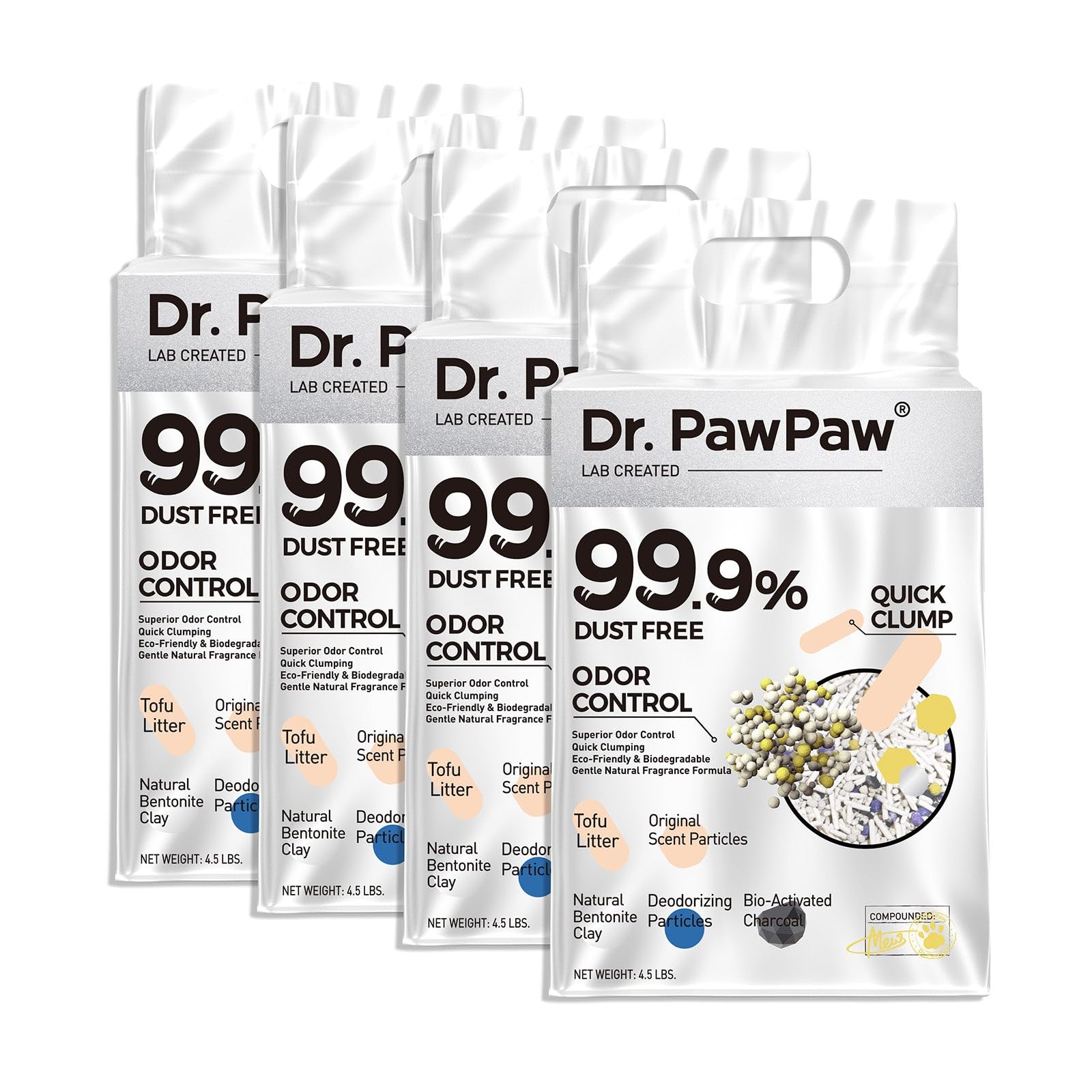 Tofu Cat Litter, Dr. Pawpaw Clumping Cat Litter, Natural Tofu Scent 18 Lb, Dust-Free Keep Kitty Tidy, Superior Odor Control Keep