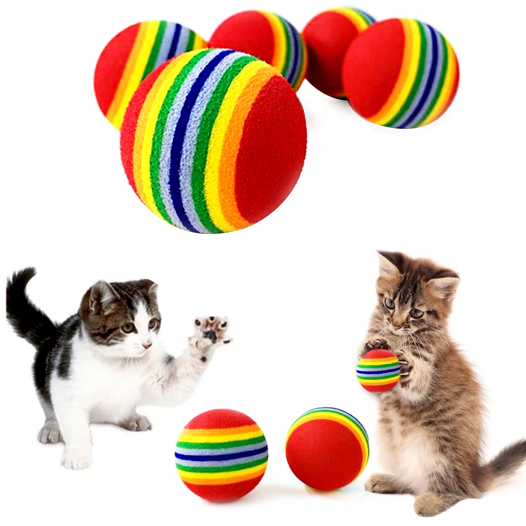 Pet Show Bulk Coloured Cat Toys Balls Soft Eva Foam Rainbow Balls Interactive Cats Dogs Toys (10Pcs)