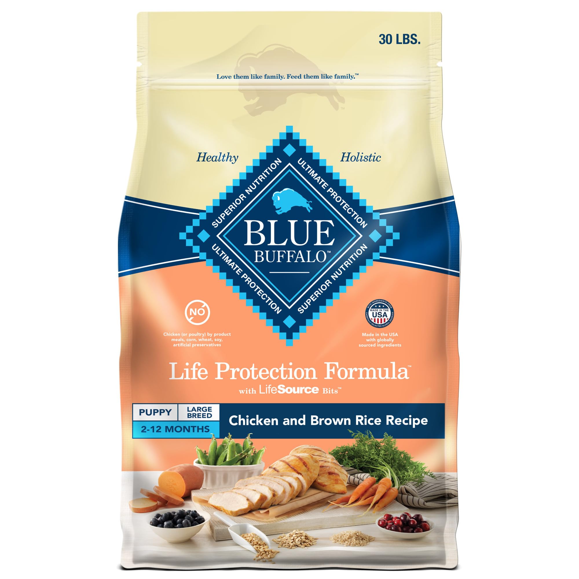 Blue Buffalo Life Protection Formula Large Breed Puppy Dry Dog Food with DHA, Vital Nutrients & Antioxidants, Made with Natural 