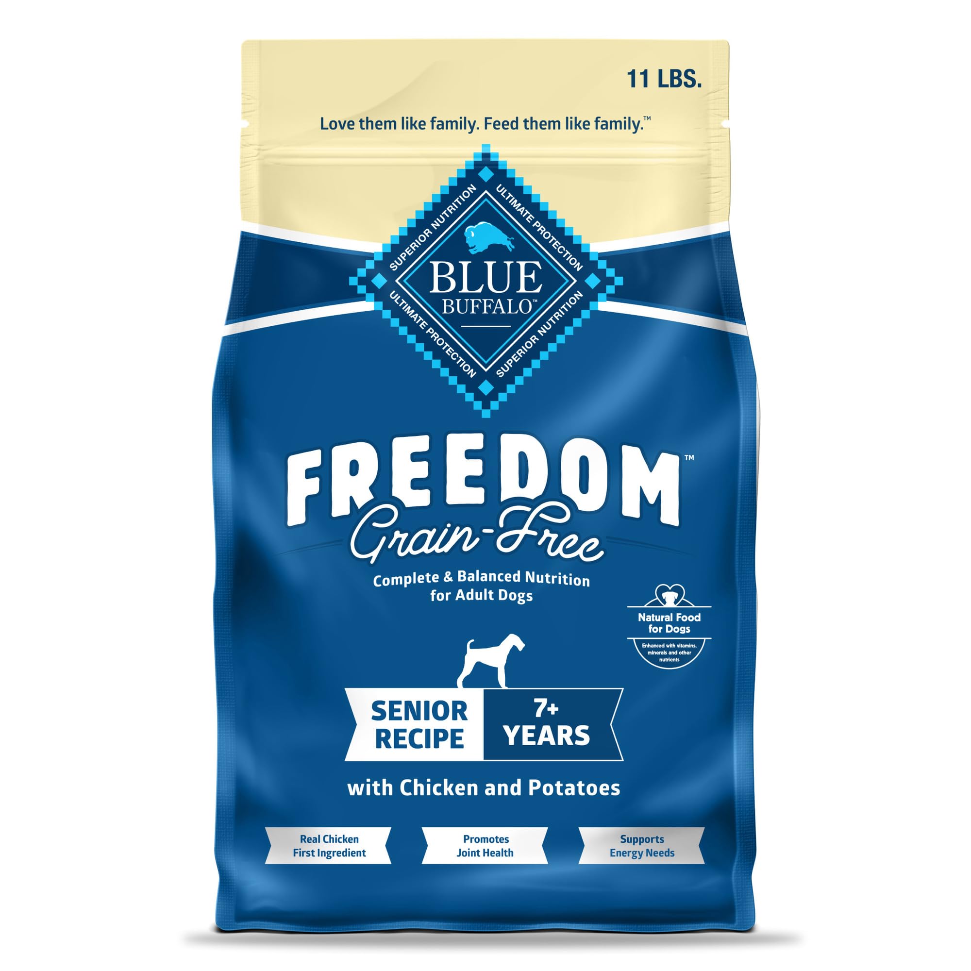 Blue Buffalo Freedom Grain-Free Senior Dry Dog Food, Provides Energy To Stay Active, Made in the USA with Natural Ingredients, C