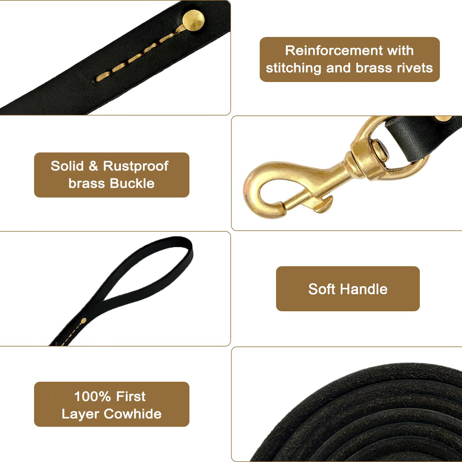 Guiding Star Leather Dog Leash 6Ft, Dog Leashes For Large Dogs Heavy Duty, Soft Handmade Leather Training Leash For Large & Medi