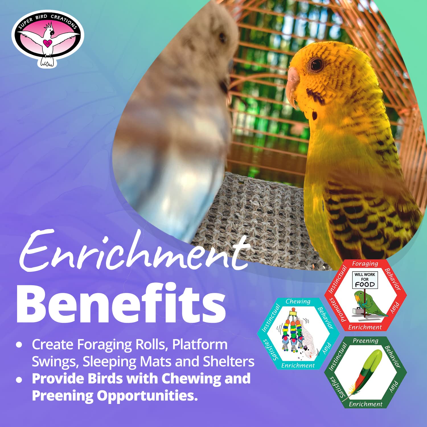 Super Bird Creations Sb50005 Seagrass Mat For Cage Decor, Pet Enrichment And Boredom Relief - Versatile Toy-Making Base- Ideal F