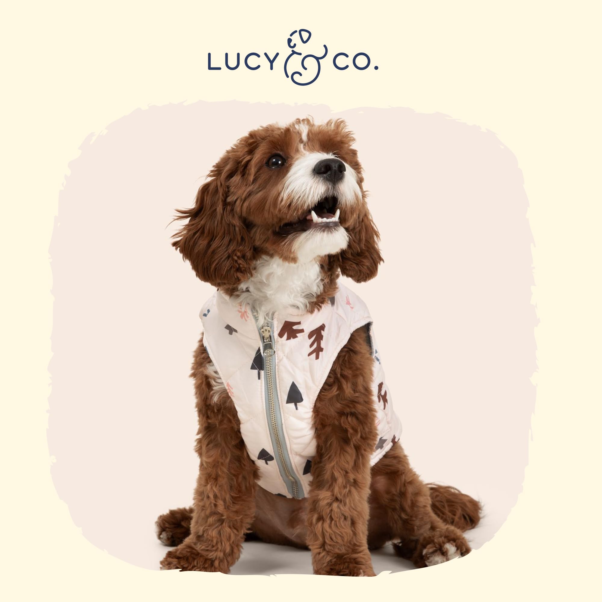 Lucy & Co. The Flurried Forest Reversible Puffer Vest (Pets) For Small Dogs, Medium Dogs And Large Dogs - Large - White & Blue T