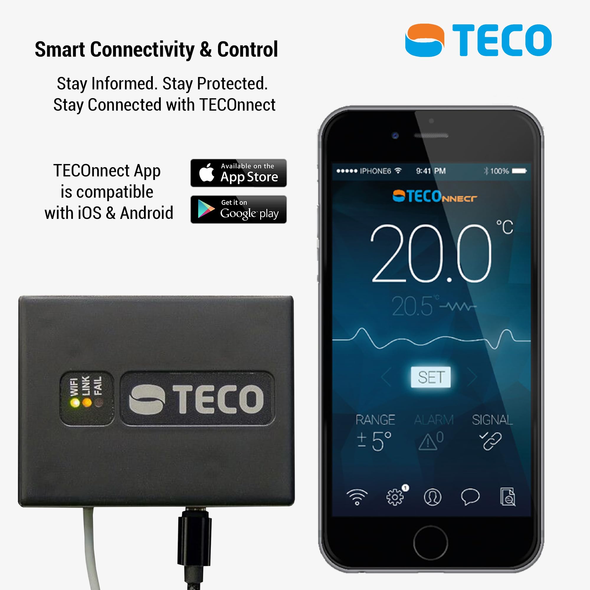 TECO TECOnnect WiFi Module for Water Chillers - Remote Monitoring & Alerts, Black, Model TECONNECT