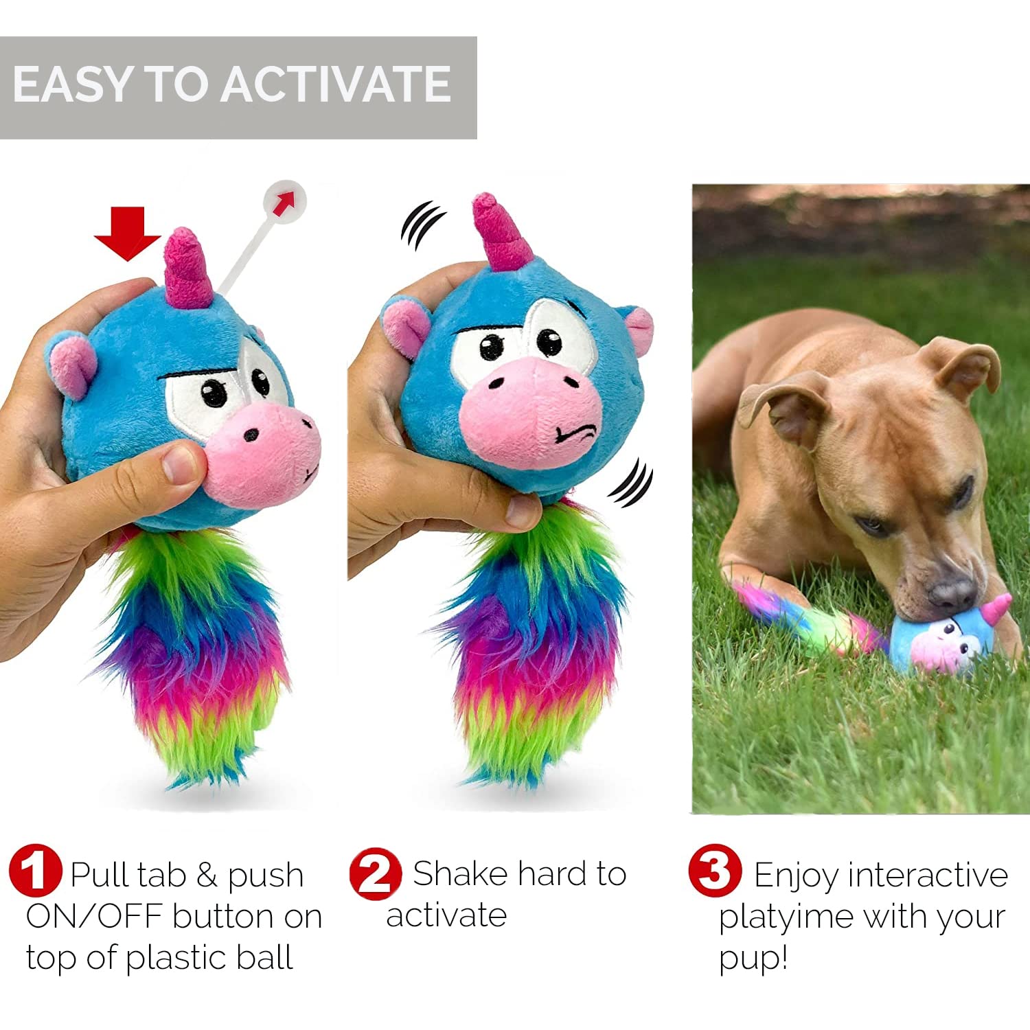 Hyper Pet Doggie Pal Unicorn Plush Toy - Interactive, Wiggles, Vibrates & Barks, Full Unit, Perfect for Boredom & Stimulating Play