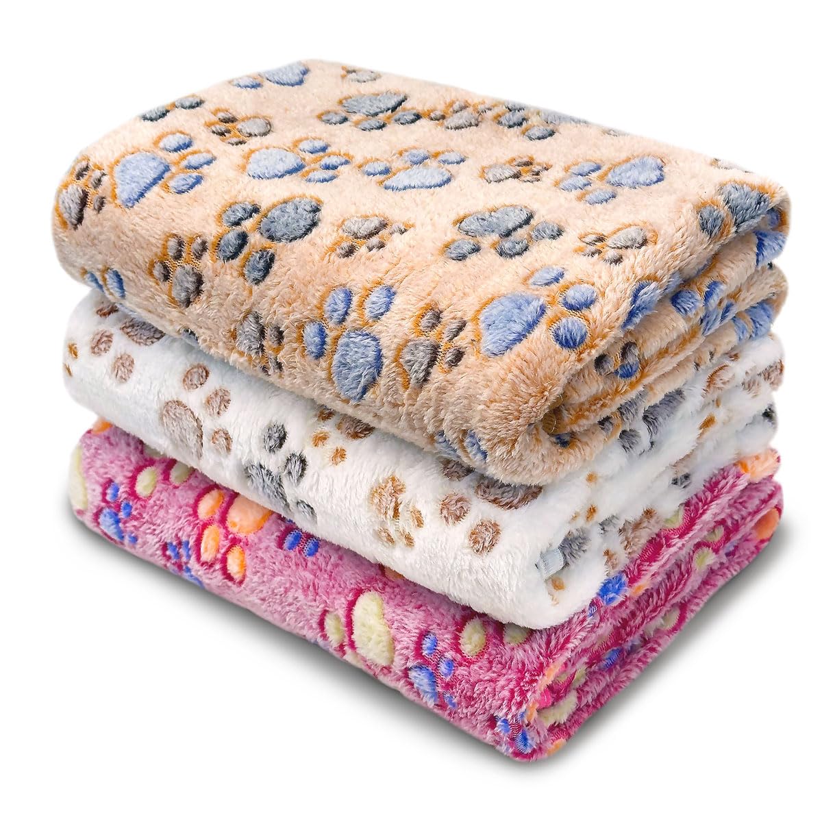 1 Pack 3 Washable Dog Blankets For Dog And Cat,Super Soft Flannel Pet Dog Blanket - Cute Claw Pattern 41 X 31Inch
