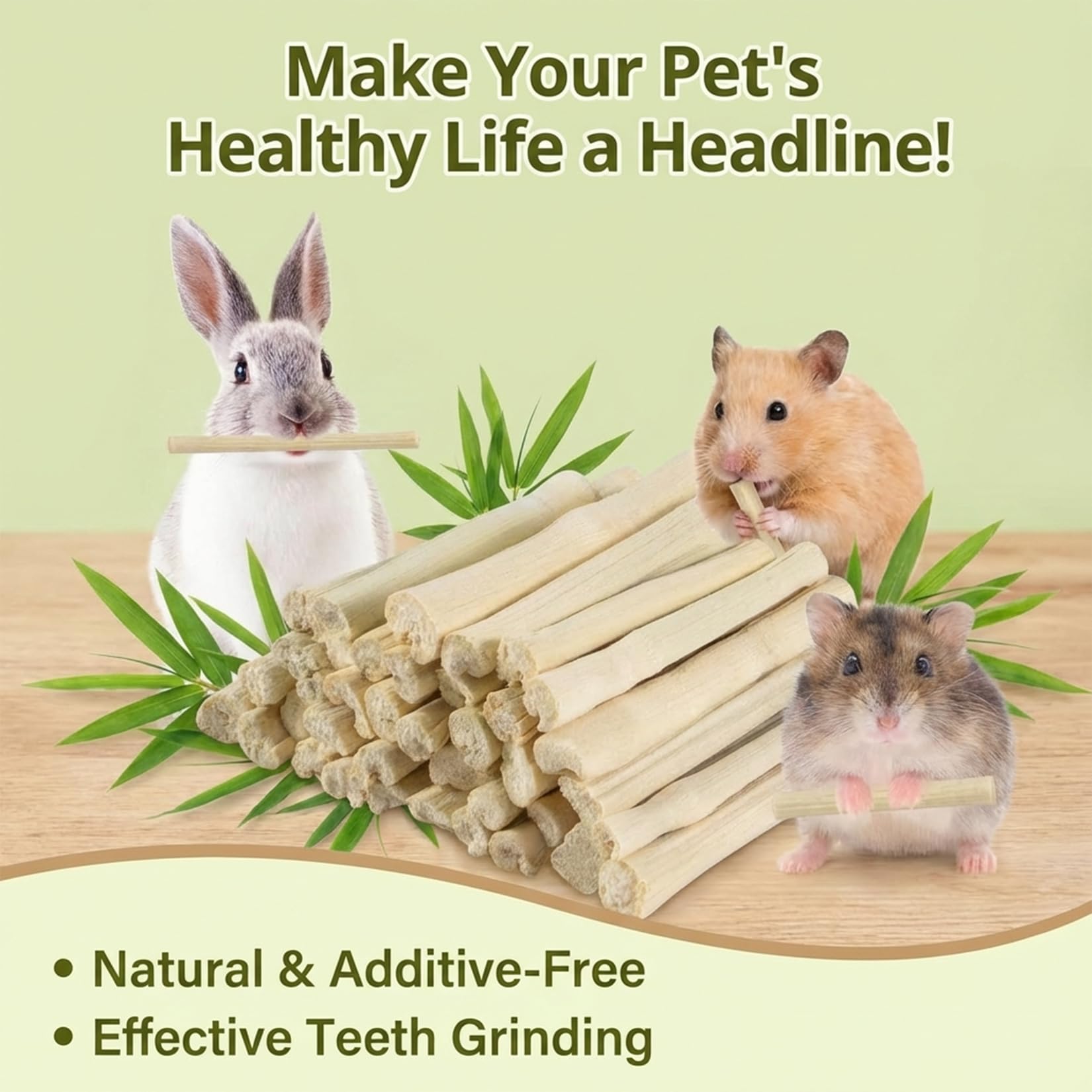 Sukh 240g Sweet Bamboo Chew-Sticks - Natural Rabbit Bamboo Sticks Small Animal Chew Toy Bunny Molar Treats Atural Teeth Grinding