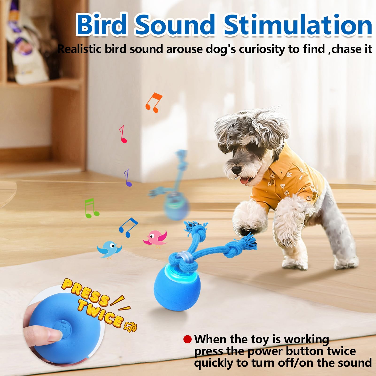 Saolife Interactive Dog Toys, Moving Dog Ball with Touch Activated, Active Rolling Ball for Puppy and Medium Dogs, Squeaky, USB