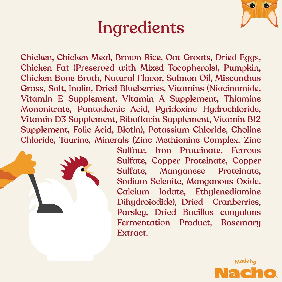 Made by Nacho Bone Broth Infused Dry Cat Kibble - Cage-Free Chicken & Pumpkin Recipe - Premium Grain-Friendly Cat Food 4lb Bag,