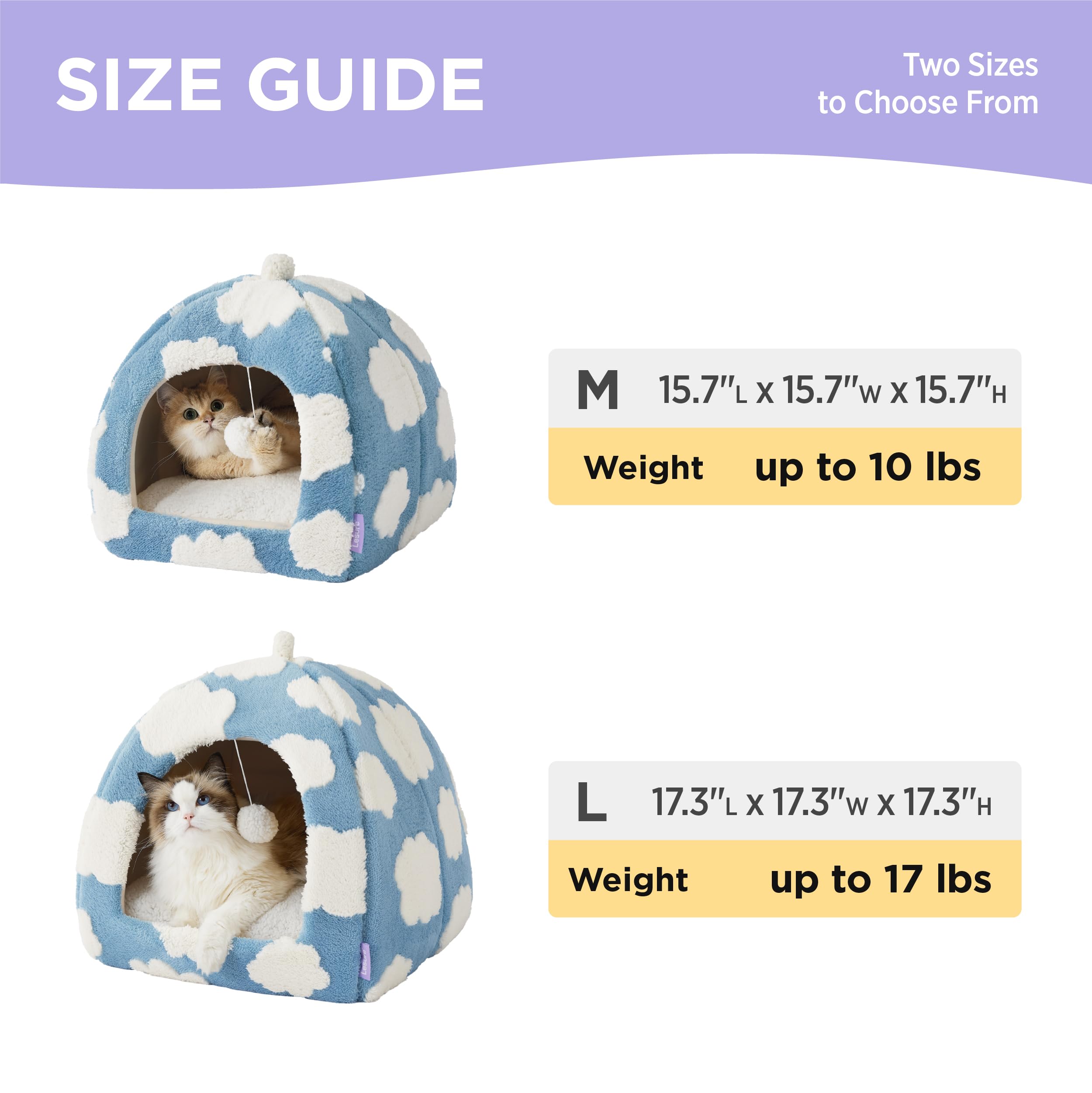 Lesure Cute Cat Beds For Indoor Cats - 2 In 1 Large Cat Cave Bed For Puppy And Small Dog With Removable Washable Cushioned Pillo
