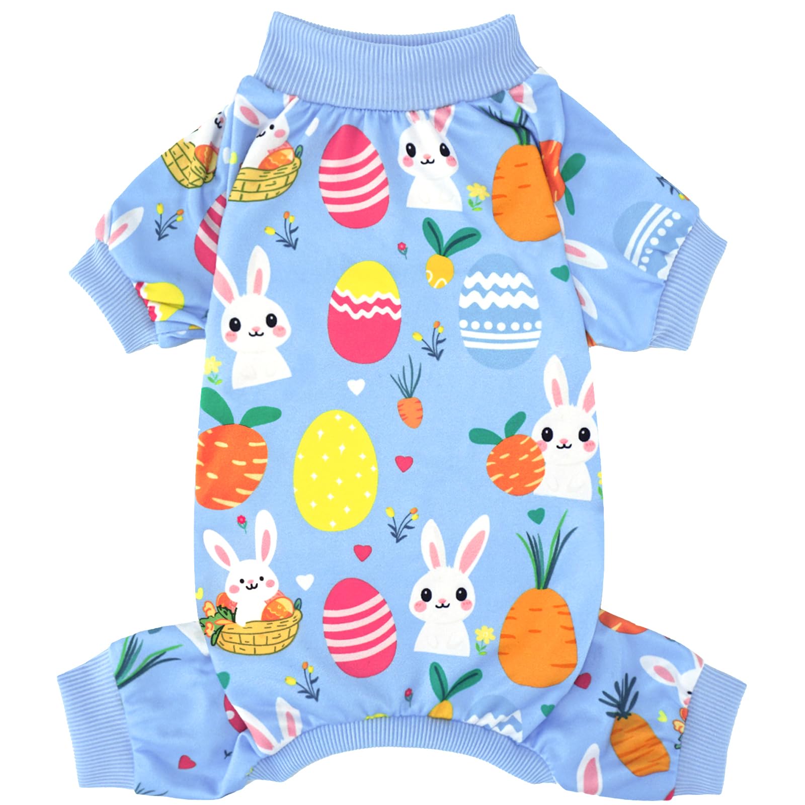 Xpudac Easter Eggs Dog Pajamas Soft Lightweight Bunny Dog Clothes For Small Medium Dogs Pet Jumpsuit Outfit Cat Apparel-M