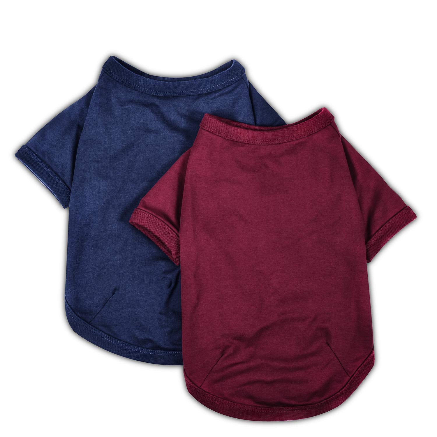 Koneseve Dog Shirts Blank T-Shirt Soft For Small Medium Large Dogs Boy Girl Puppy Clothes Breathable Cotton Cat Basic Shirt Kitten Apparel Adorable Cozy Casual Fashion Costume 2-Pack Blue & Red M