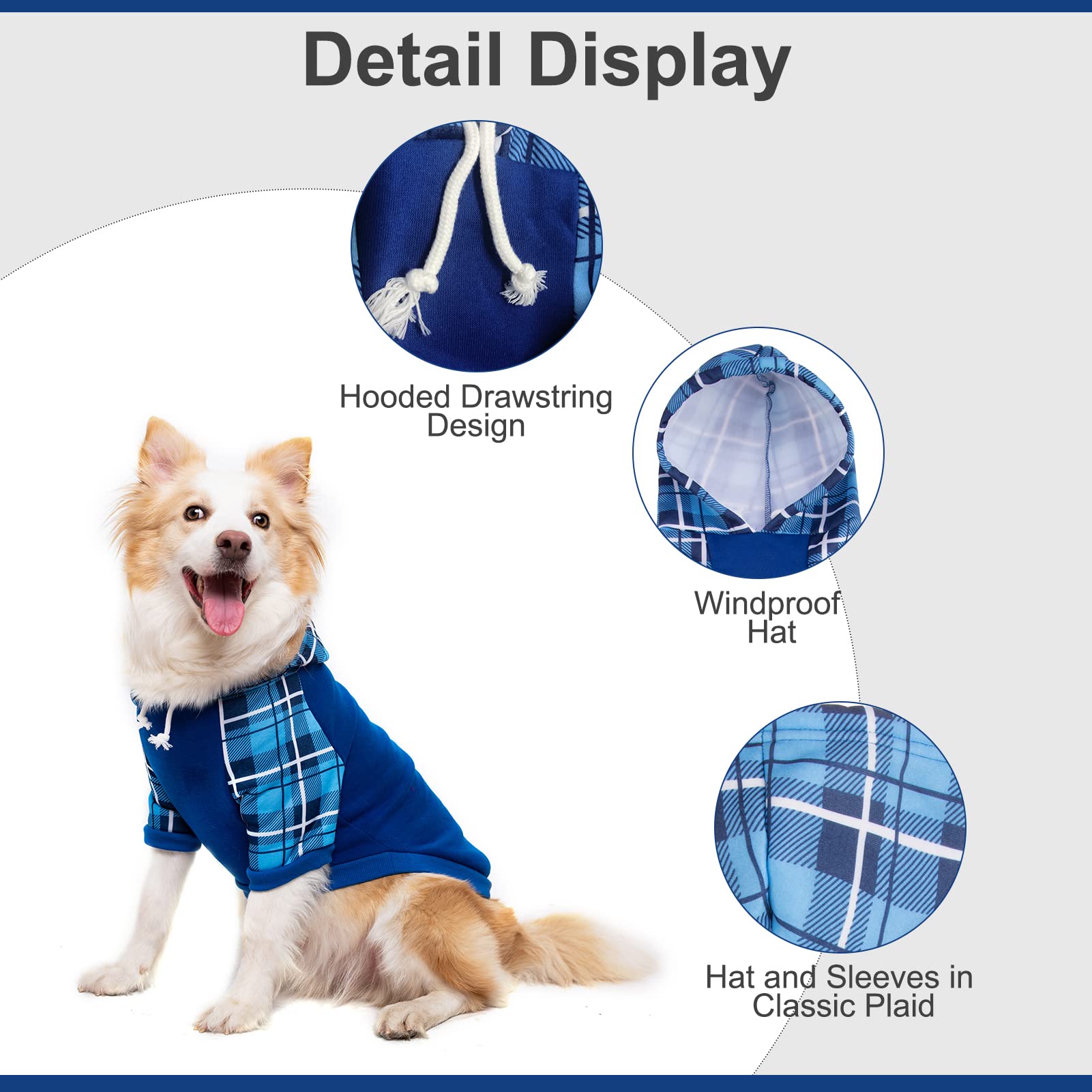 Plaid Dog Hoodie Pet Clothes Sweaters With Hat Large (Pack Of 1)