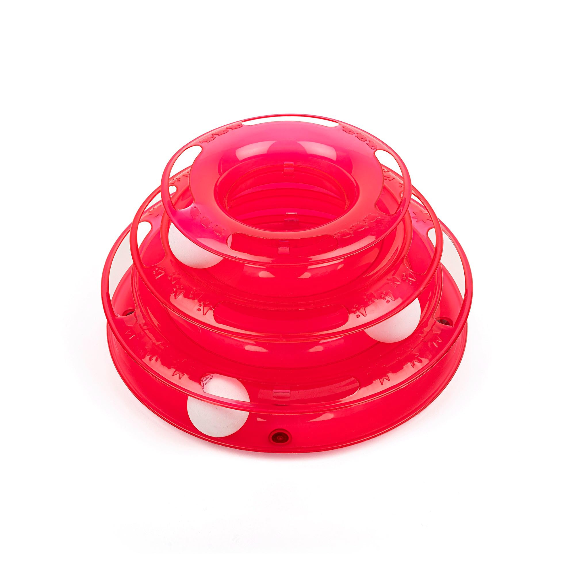 Heads Up For Tails Plastic Tower Of Tracks Interactive Cat Toy  Red, 25 Cm X 25 Cm