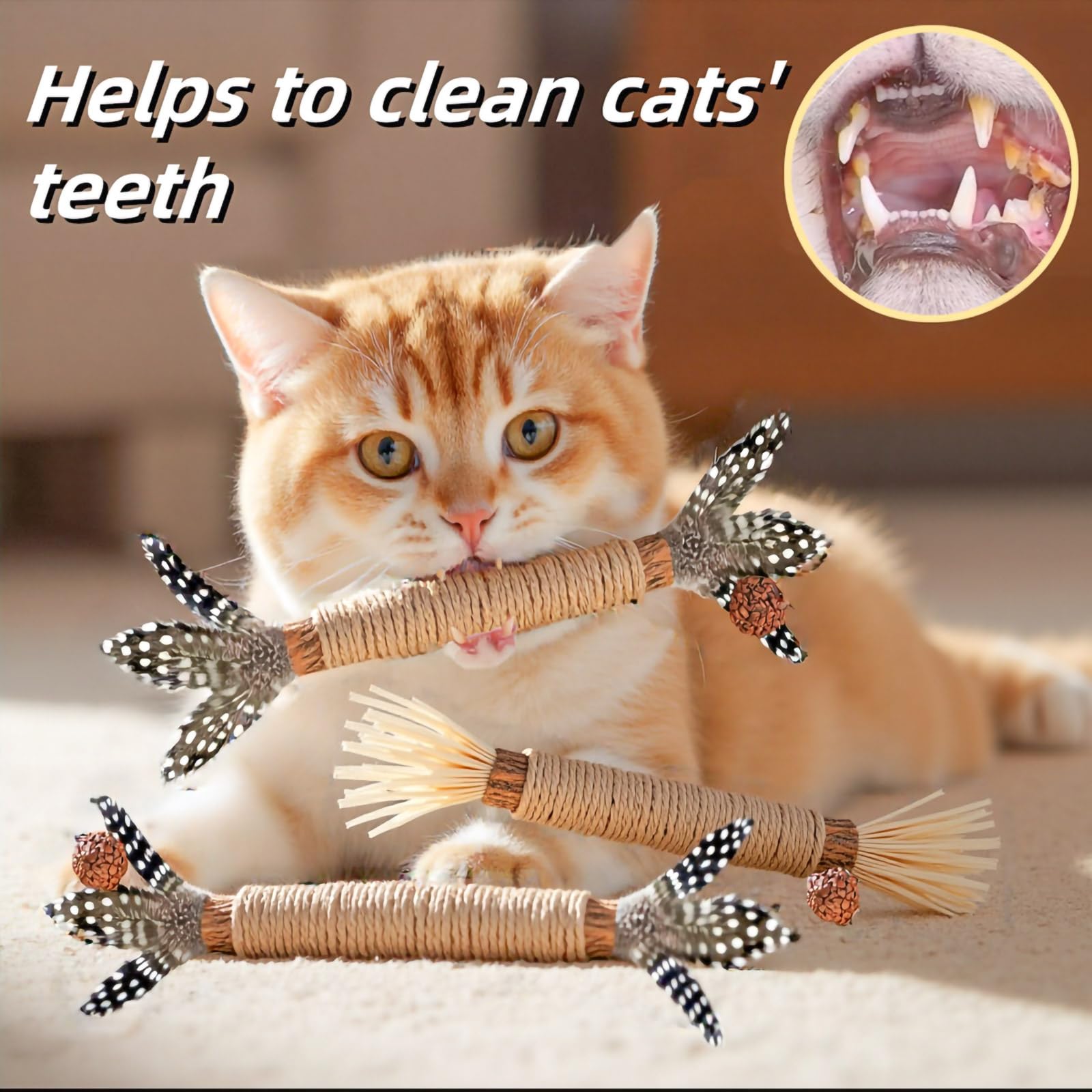 GREMBEB Cat Toys - 4 Pack Silvervine Chew Sticks for Dental Care & Interactive Play - Natural Wood for Cats, Kittens, Hamsters, and Rabbits