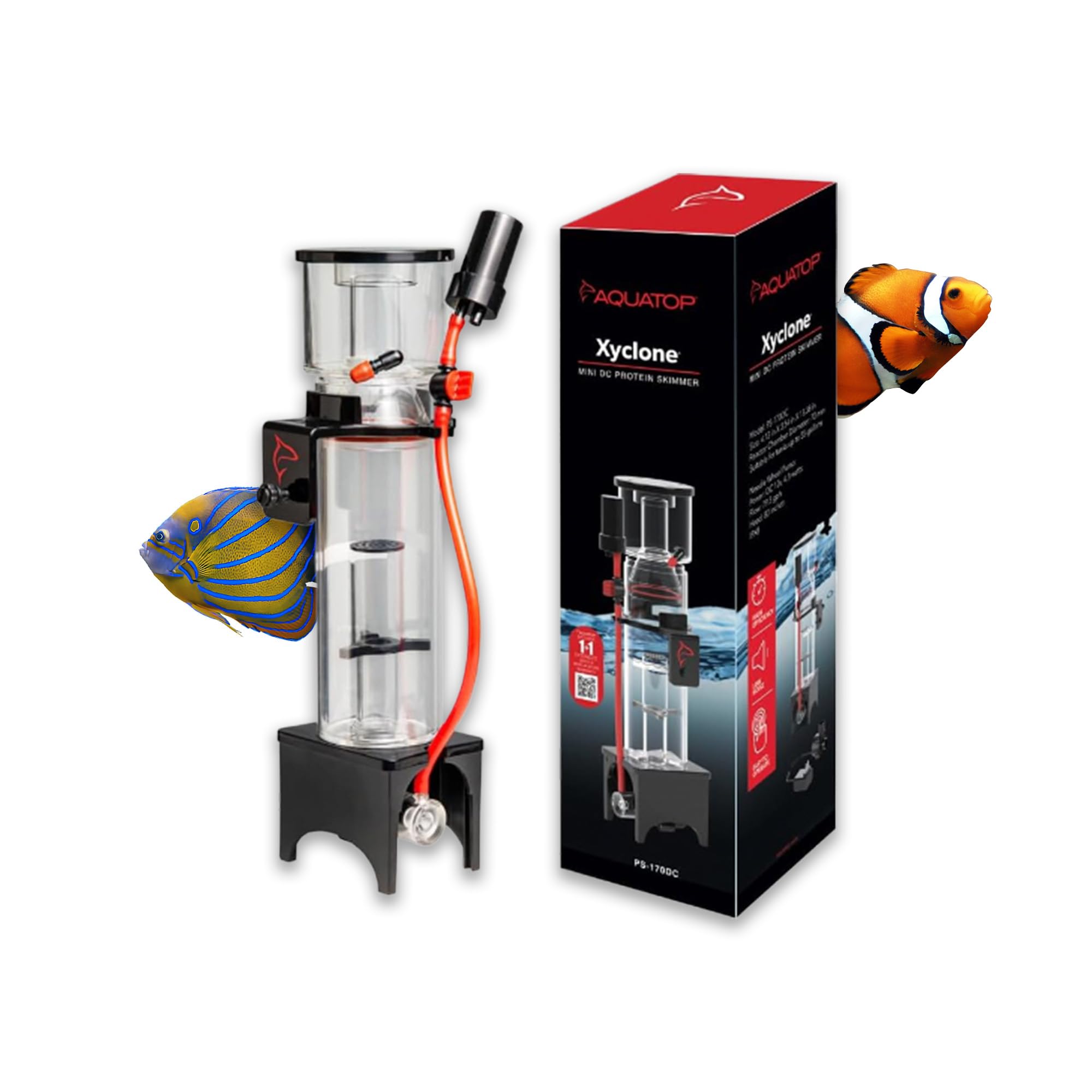 Aquatop Xyclone Mini Protein Skimmer For Saltwater Aquariums Up To 55-Gallons - Aquarium Surface Skimmer, Includes All Accessori