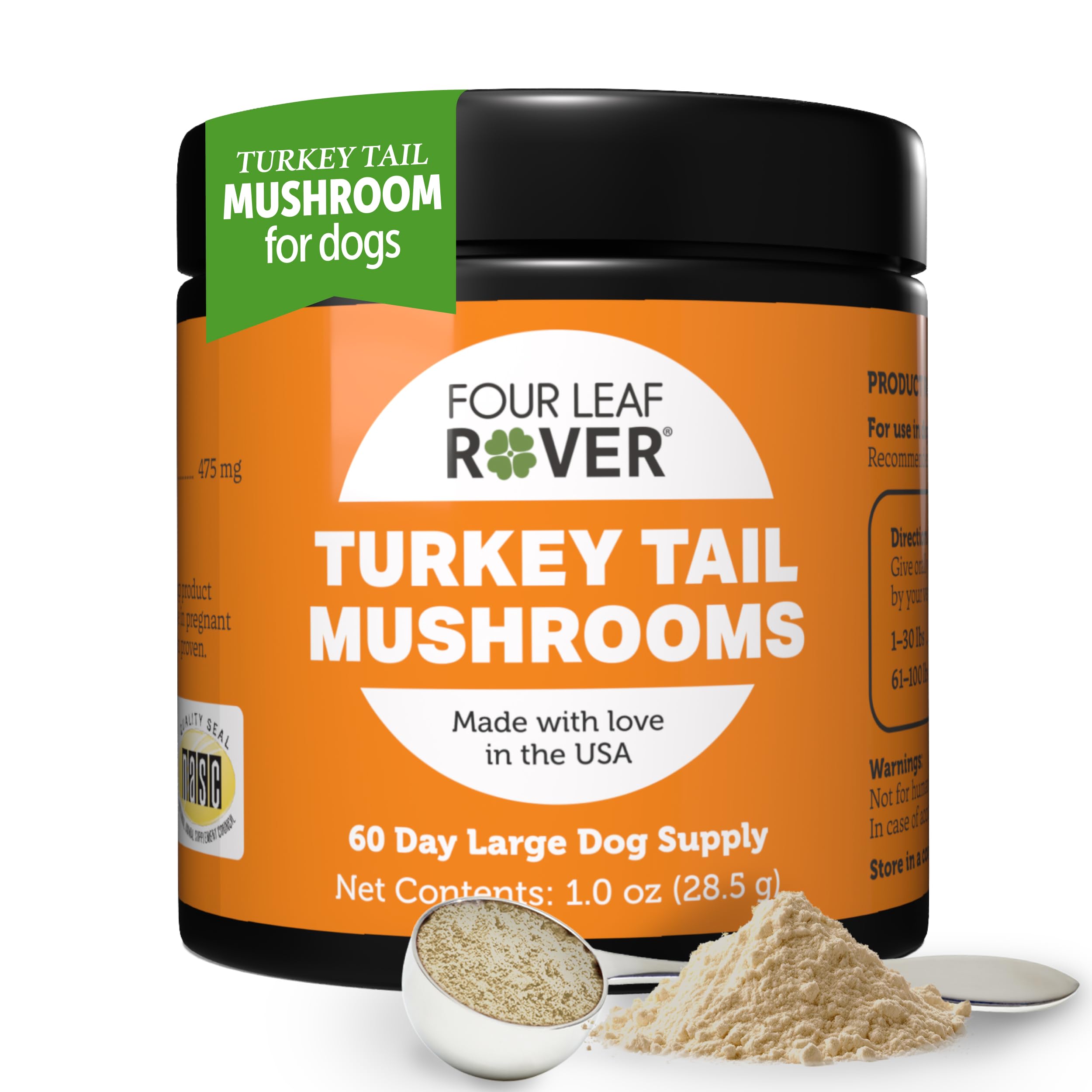 Turkey Tail Mushroom for Dogs - Whole, Organic Mushroom Extract - Over 50% Beta-Glucan - Third Party Tested, Made in The USA - N