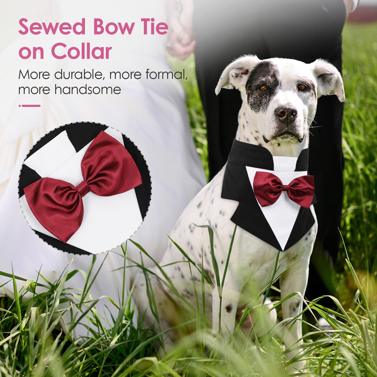 Aofitee Formal Small Dog Tuxedo, Dog Wedding Bandana Collar With Bow Tie, Adjustable Puppy Birthday Costume Valentines Outfits,