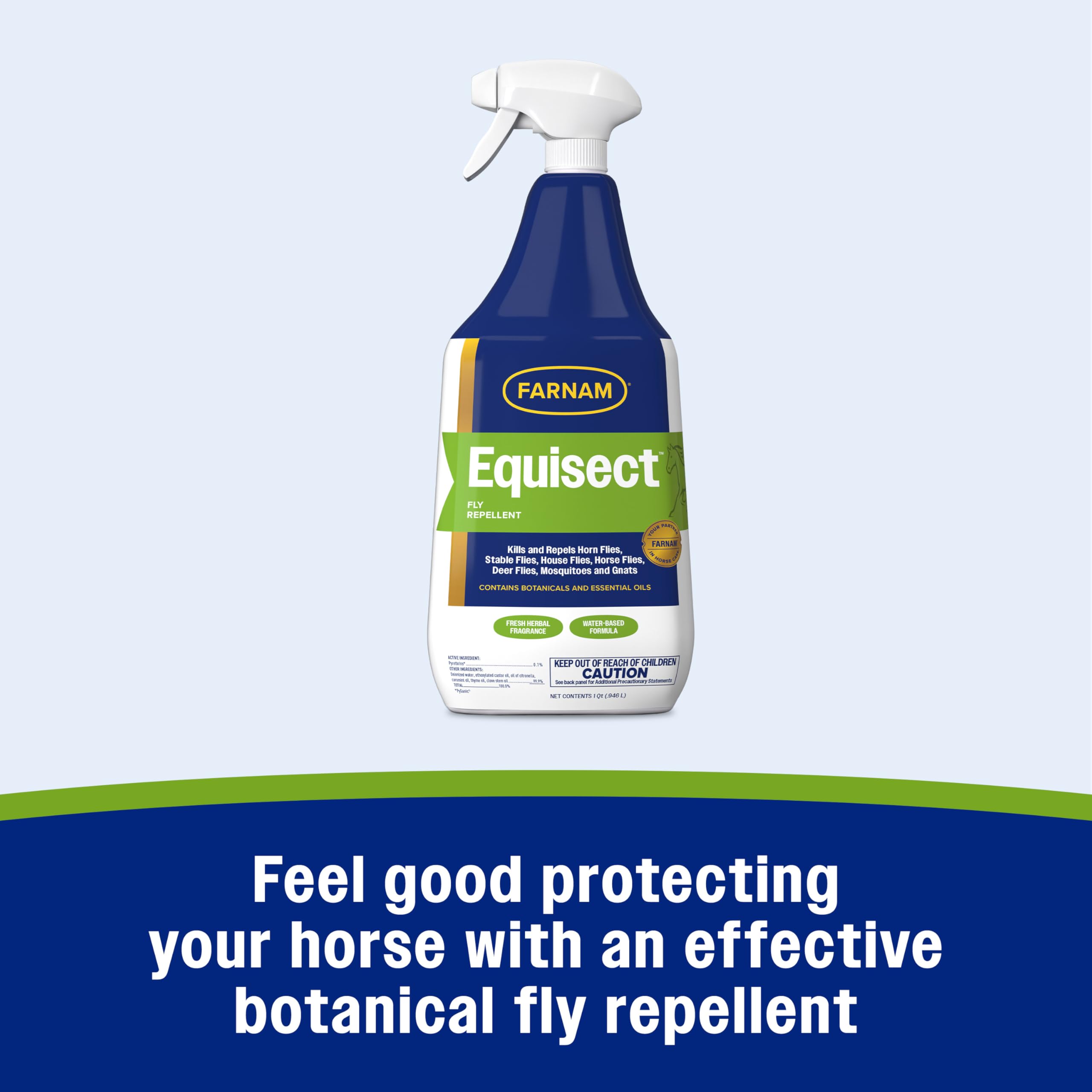 Farnam Equisect Water-Based Botanical Fly Repellent with Herbal Scent for Horses, Dogs and Cats, 32 Ounces