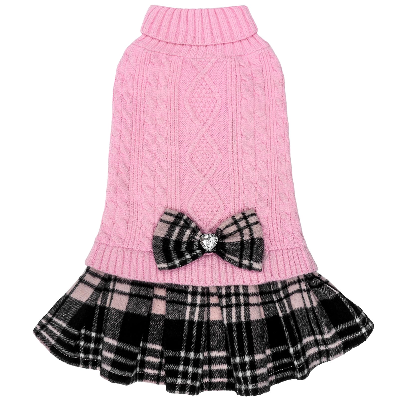 KYEESE Dog Sweater for Small Dogs - Soft Stretchy Pullover with Bowtie & Turtleneck