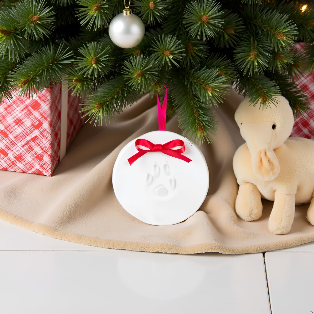 Tiny Ideas Christmas Paw Print Ornament Kit, DIY No Bake No Mess Holiday Keepsake, Dog or Cat Christmas Ornament, Pet Memorial K