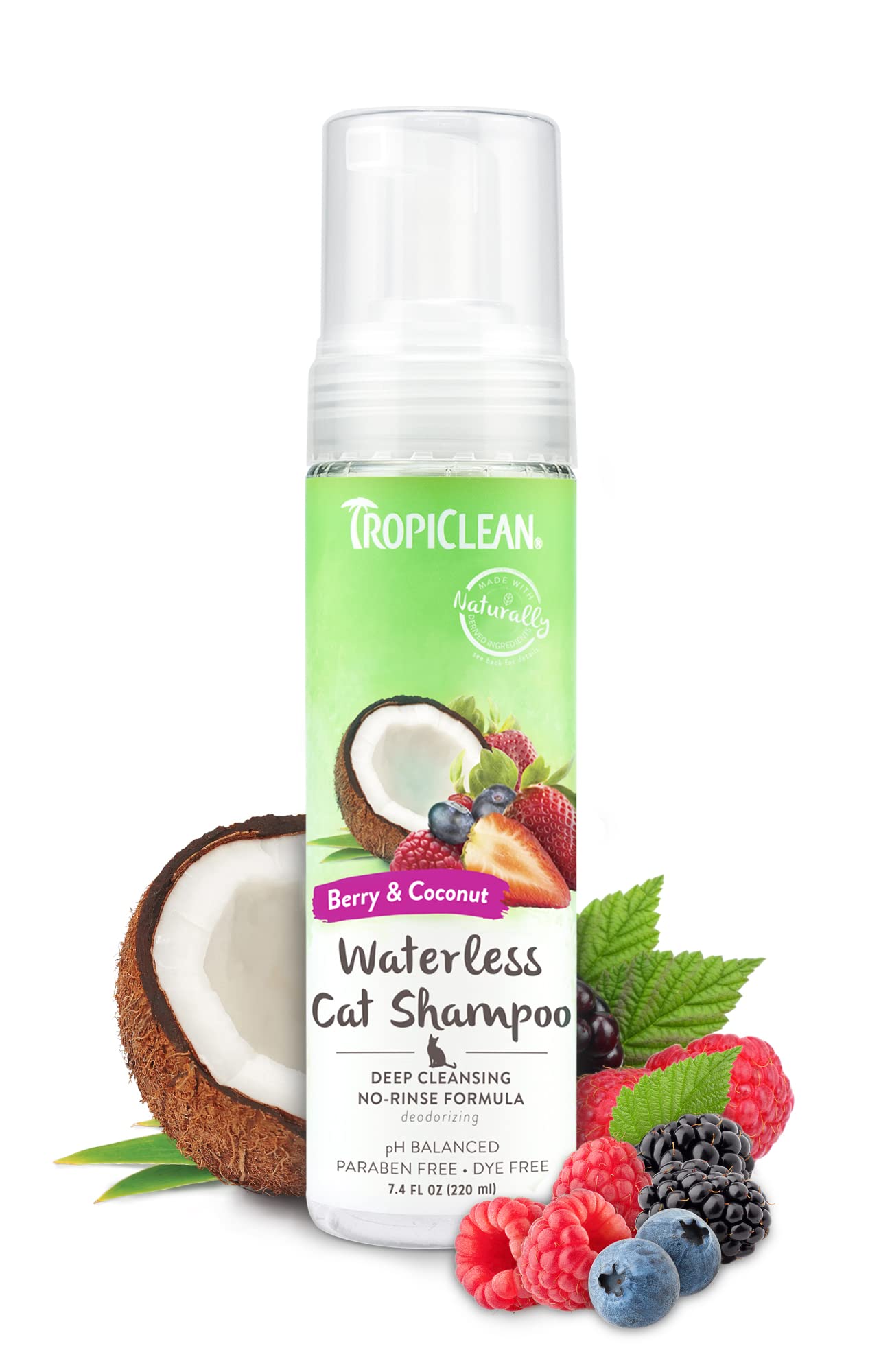 Tropiclean Berry & Coconut Waterless Cat Shampoo | Deep Cleansing Dry Shampoo For Cats | Natural Cat Shampoo Derived From Natura