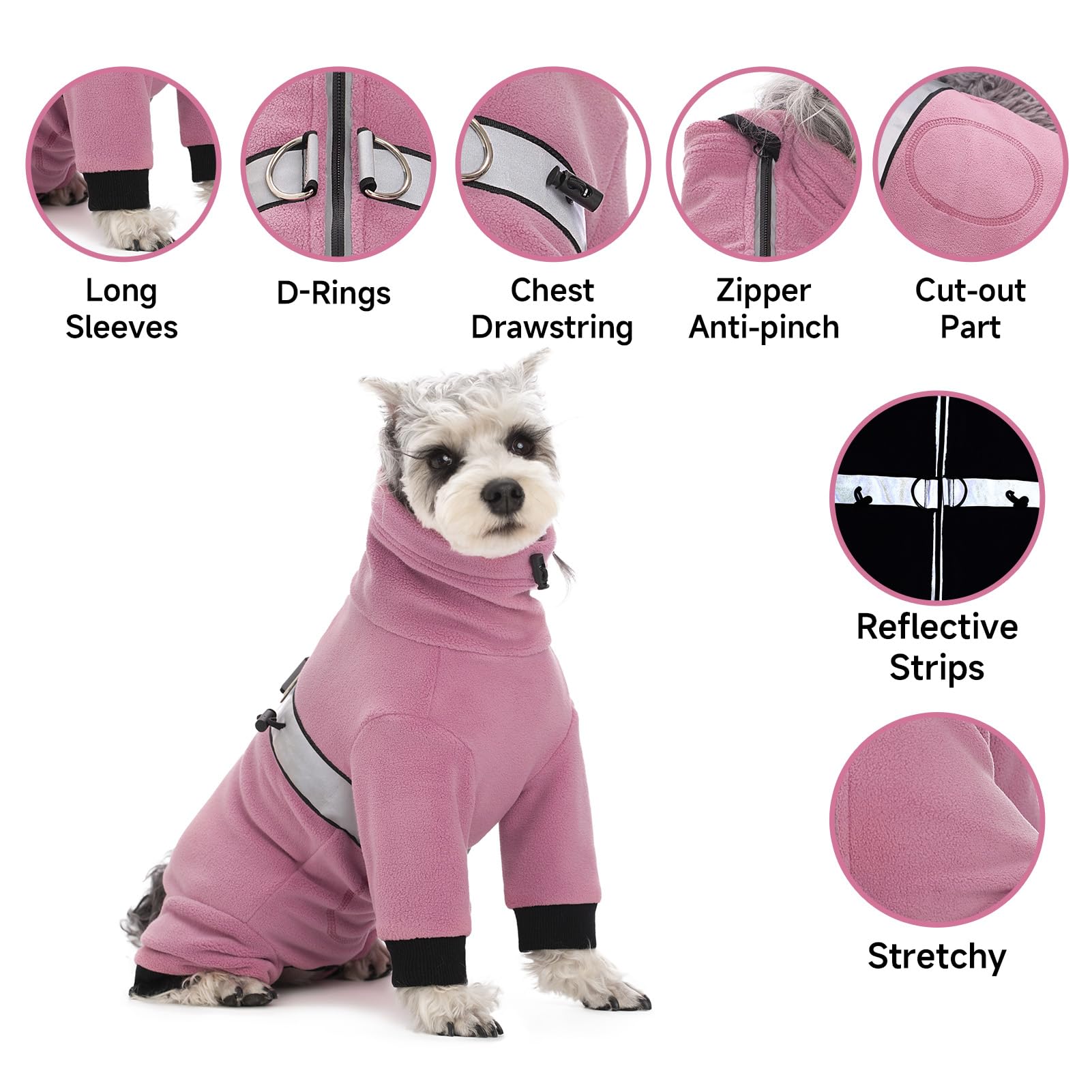 Polar Fleece Dog Pajamas Bodysuit - Small To Medium Dogs, Winter Jacket & Sweater For Small Dogs, Four-Legged Warm Clothes