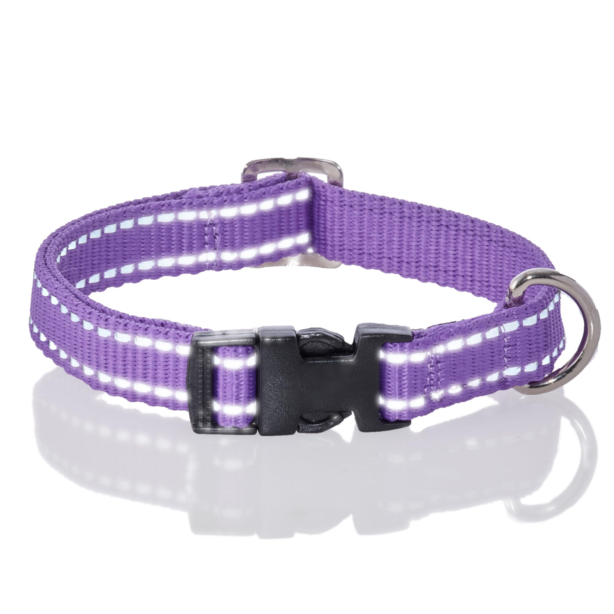 Pet Passion Adjustable Reflective Dog Pet Collar For Small, Medium And Large Dogs, Purple, X-Large
