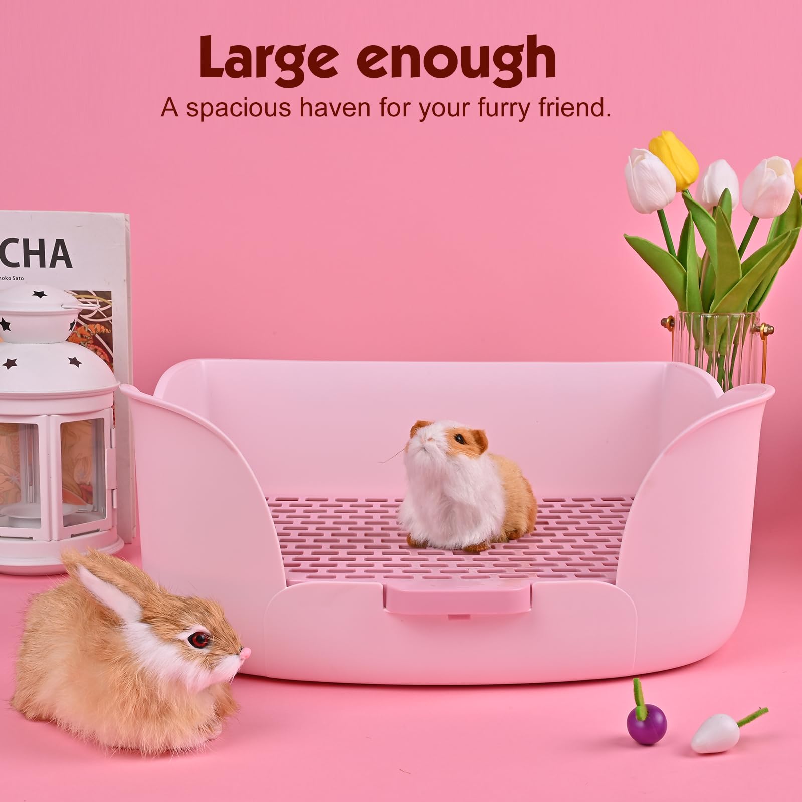 RUBYHOME Large Bunny Litter Box (15.5 x 11.1 x 6.2) Small Animal Litter Pet Toilet Potty Trainer Corner Litter Bedding Box Pet P