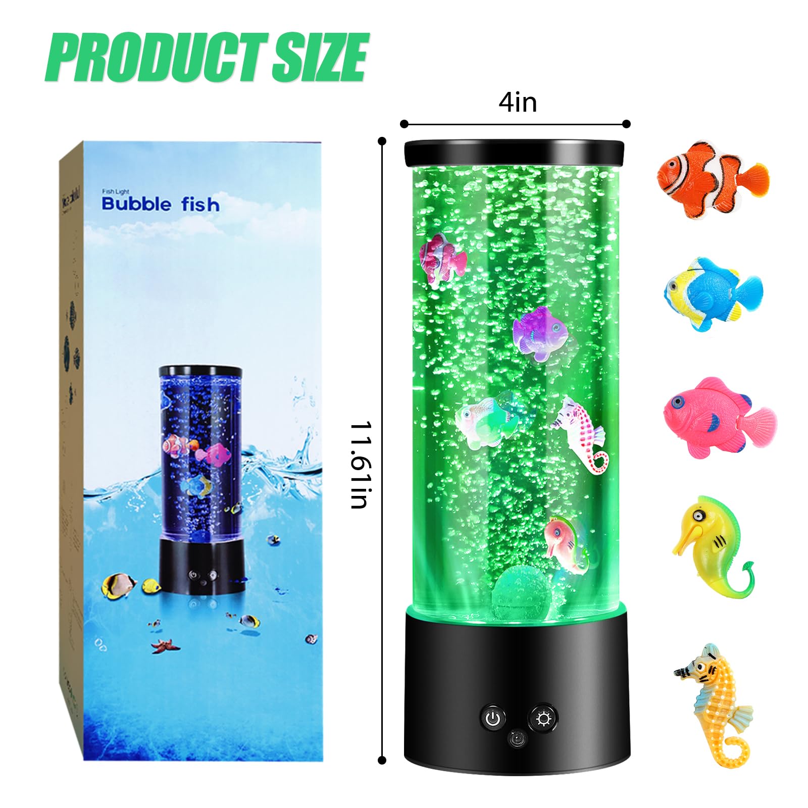 Bubble Fish Lamp, 17 Colors Aquarium Liquid Motion Lamps Sensory Bubble Tube Lamp, Artificial Fish Tank Tabletop Night Light for