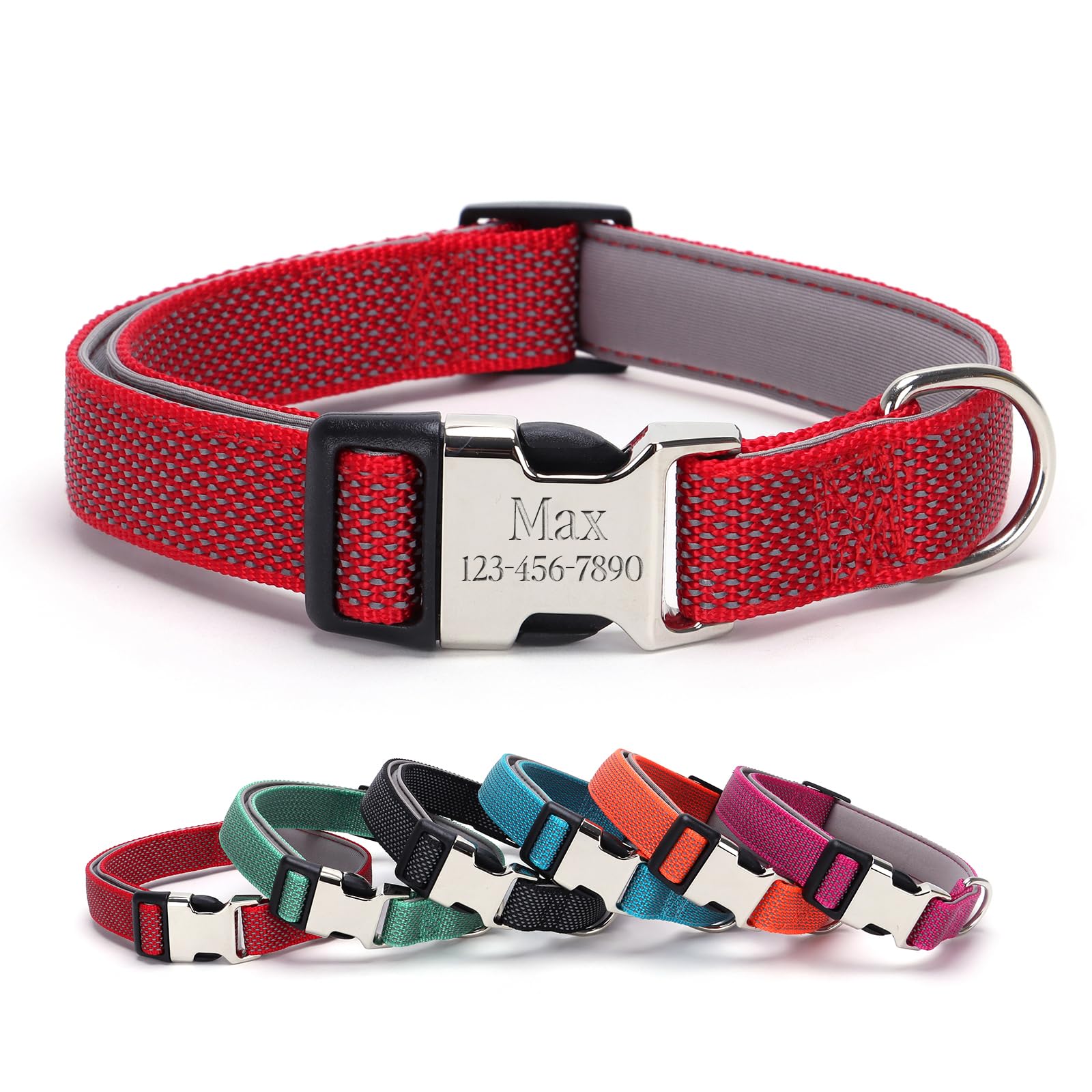 Personalized Dog Collar,Engraved Reflective Dog Collar, Custom Dog Collar, Pet Collar, Quick Release Buckle, Gifts for Pets (Re