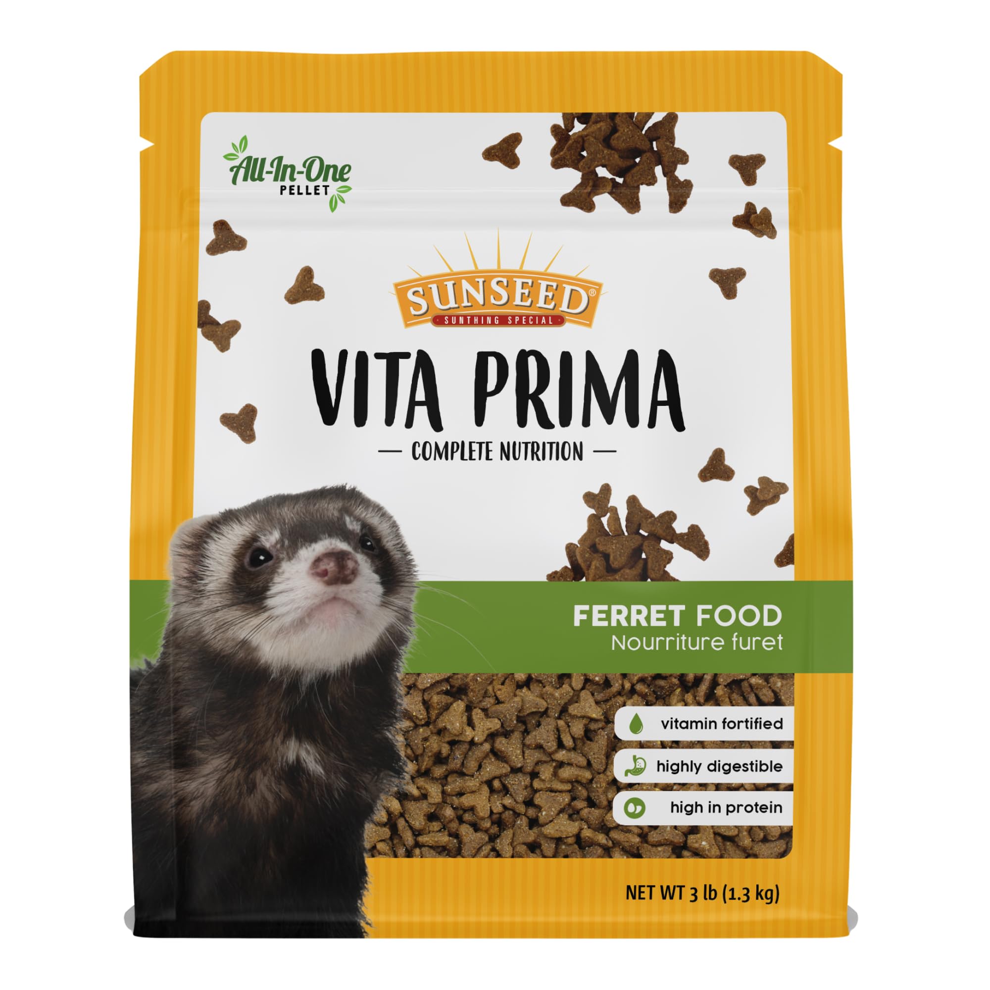 Sunseed Vita Prima Ferret Food - Dry Food for Ferrets - Vitamin-Fortified with Essential Nutrients - Supports Healthy Digestion 