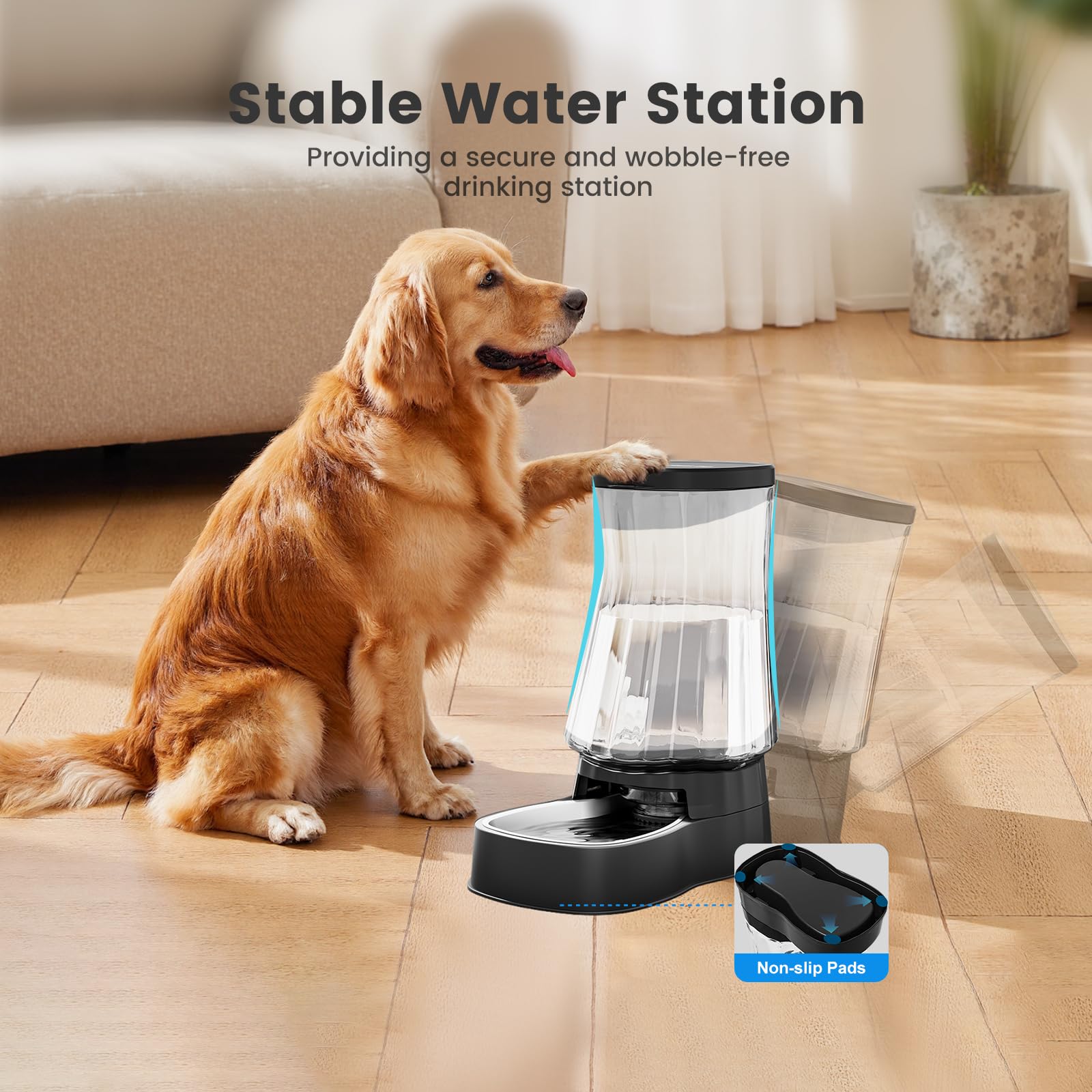 Gardner Pet Automatic Gravity Water Dispenser for Dogs, 1.6Gallon Large Dog Water Bowl Dispenser with Stainless Steel, 100% BPA-