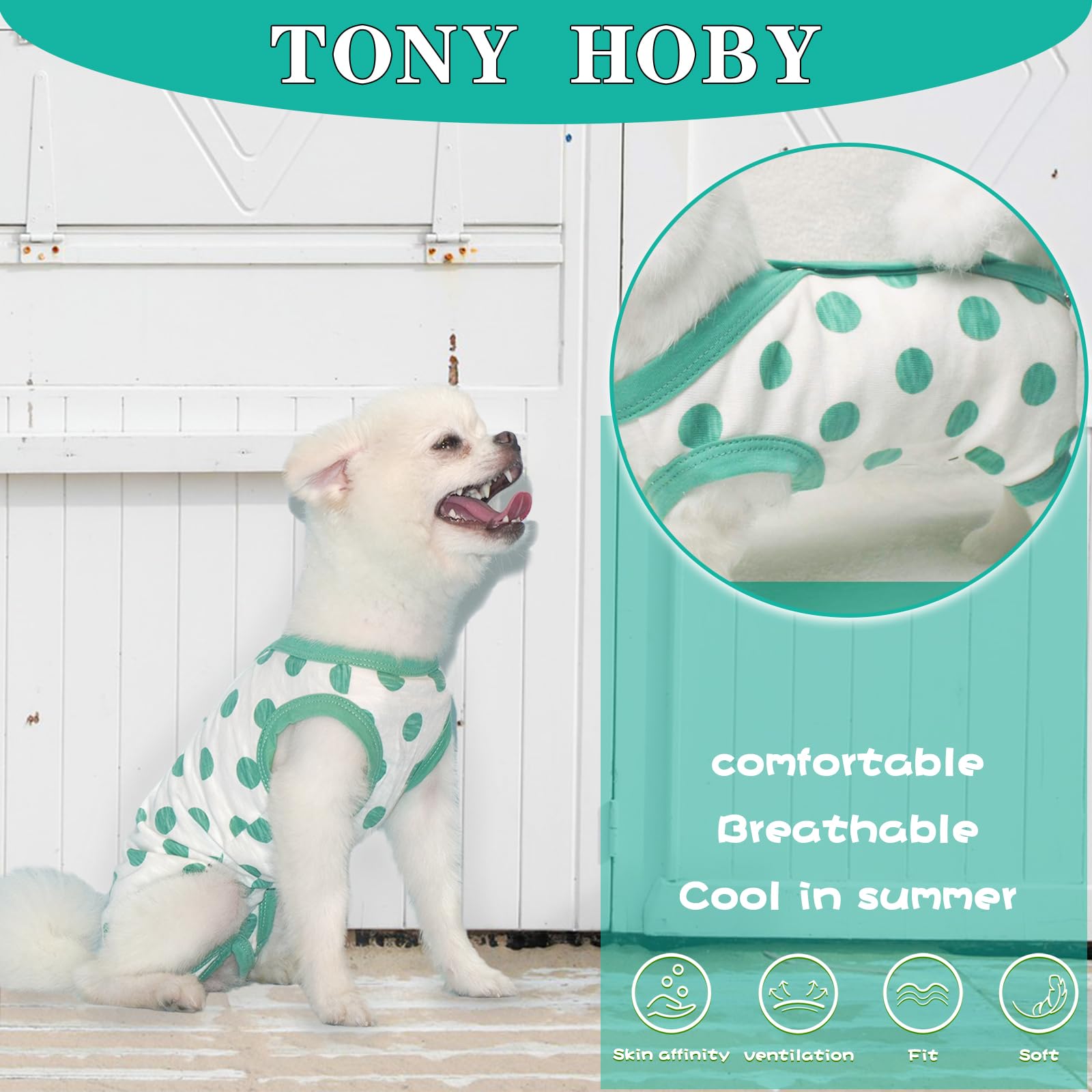 Tony Hoby Soft Breathable Dog Pajamas With Fresh Stripes - Summer Dog Shirt (Blue & Green, M)