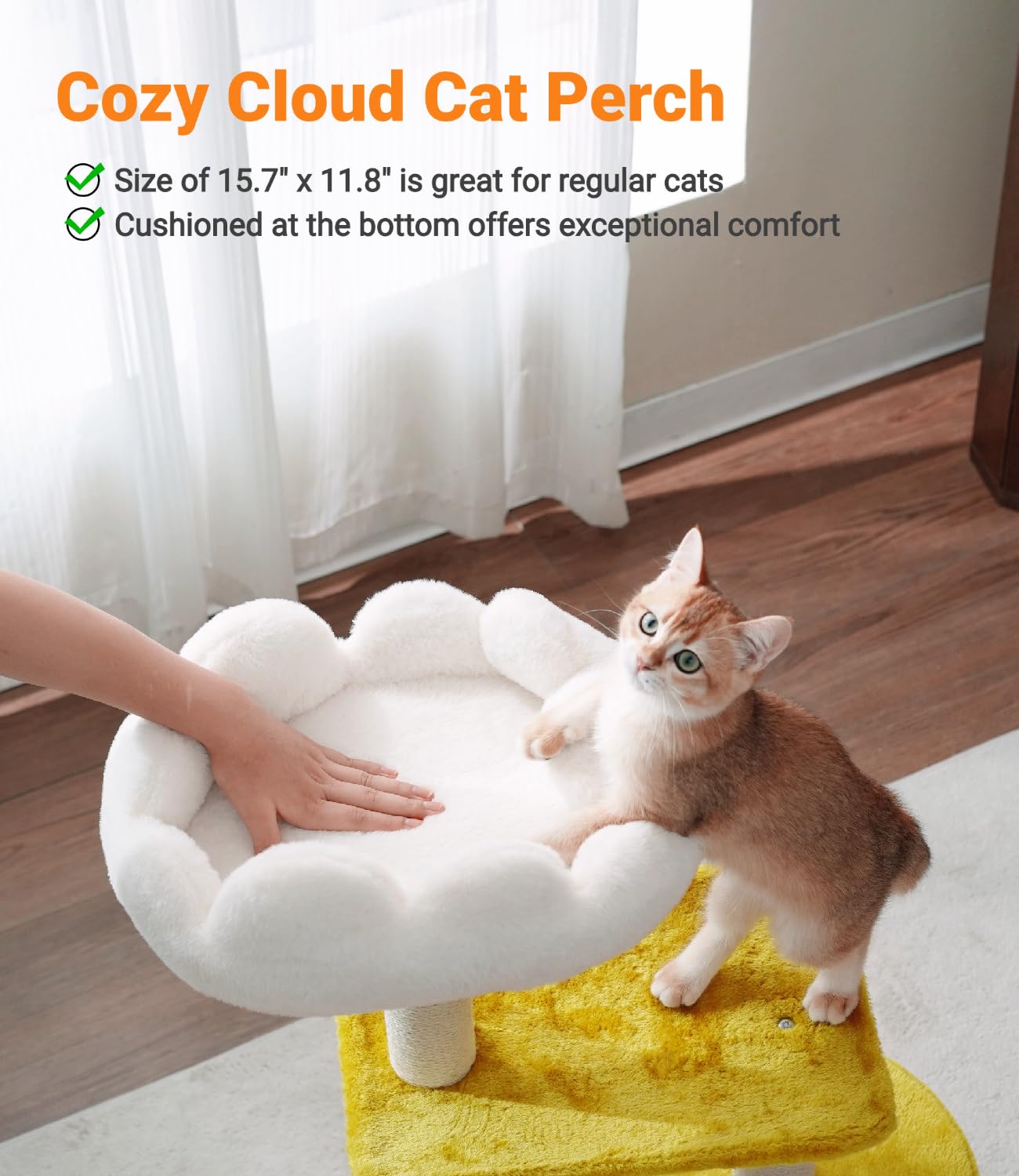 Happi N Pets Cat Tree, 33 Multi-Level Cloud Cat Tree Tower with Cozy Padded Bed & Large Condo for All Sized Cats, Featuring Scra