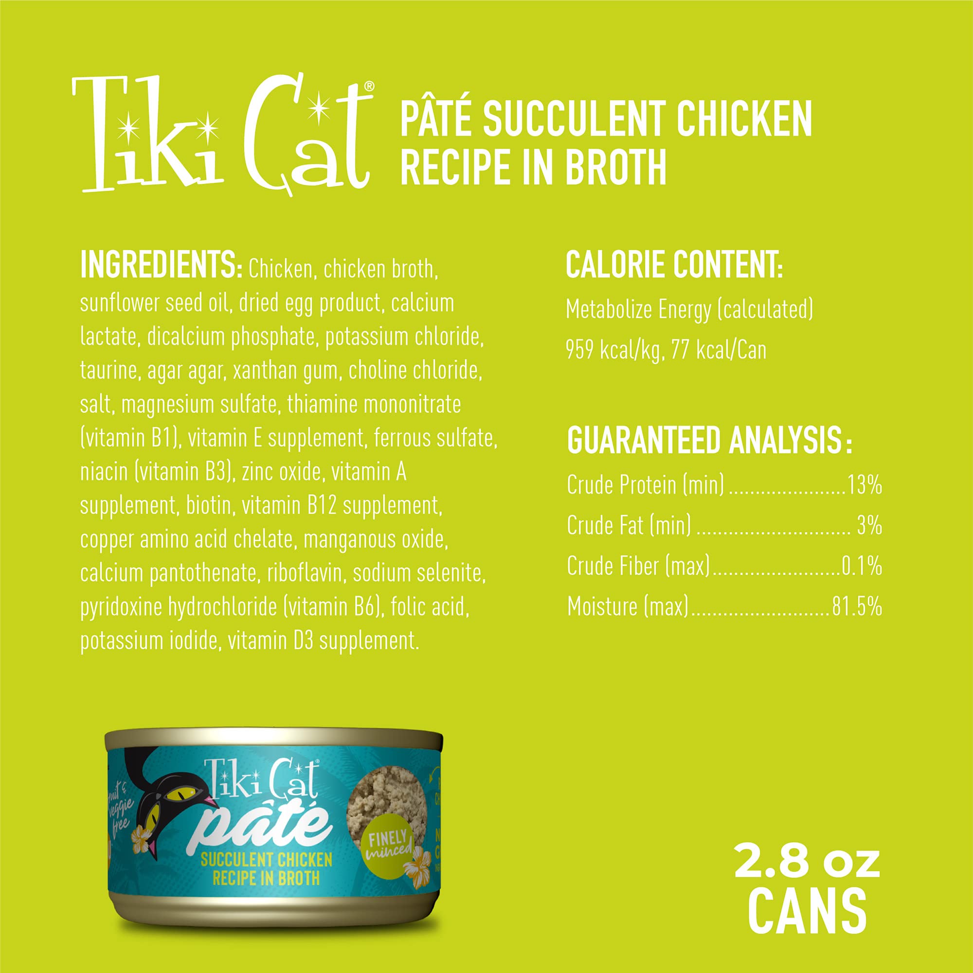 Tiki Cat Luau Pt  , Succulent Chicken Recipe in Broth, Grain-Free Balanced Nutrition Wet Canned Cat Food, for All Life Stages, 2