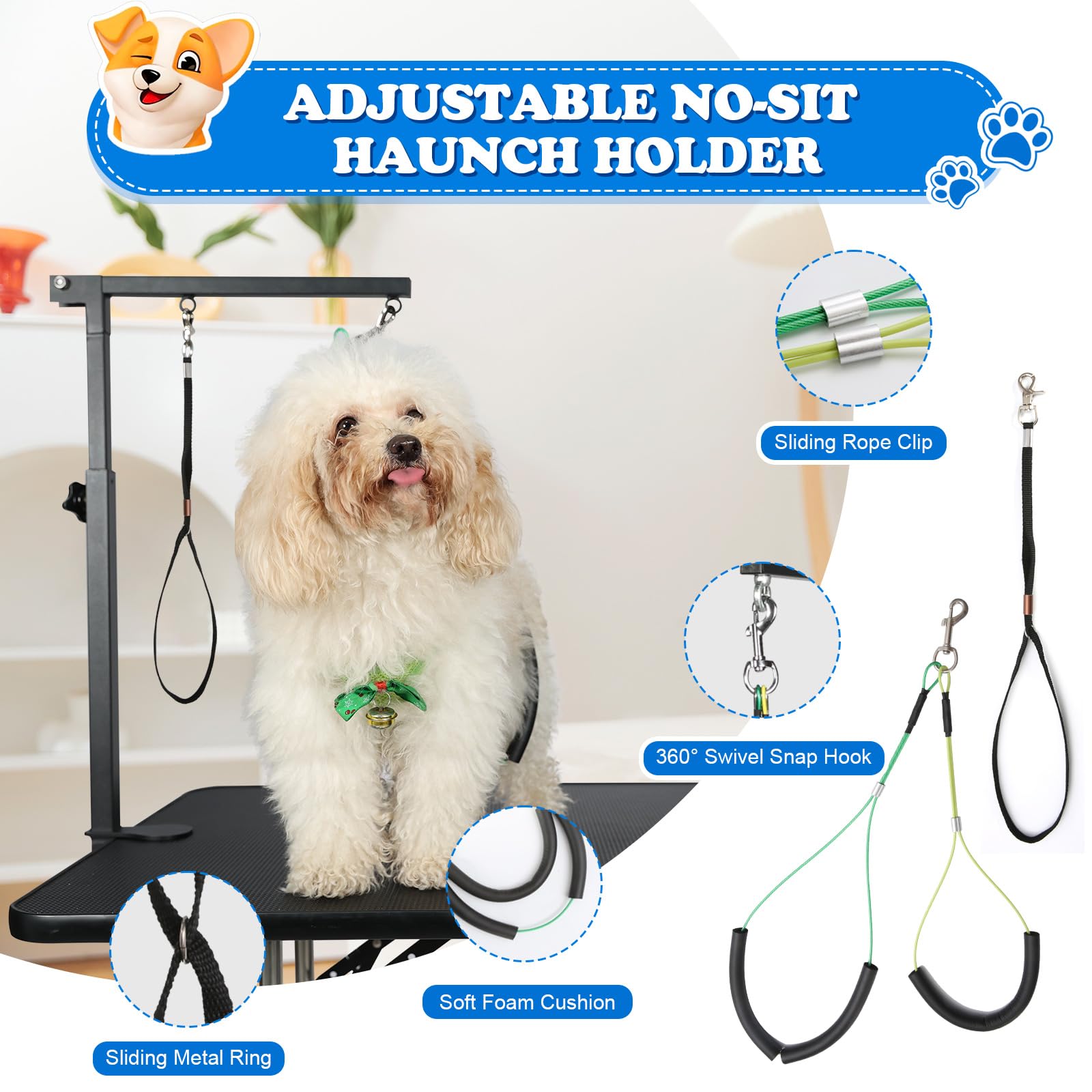 Breeze Touch Dog Grooming Table Arm With Clamp 32In, Pet Dog Grooming Table For Small Dogs At Home Foldable, Cat Dog Grooming Ha