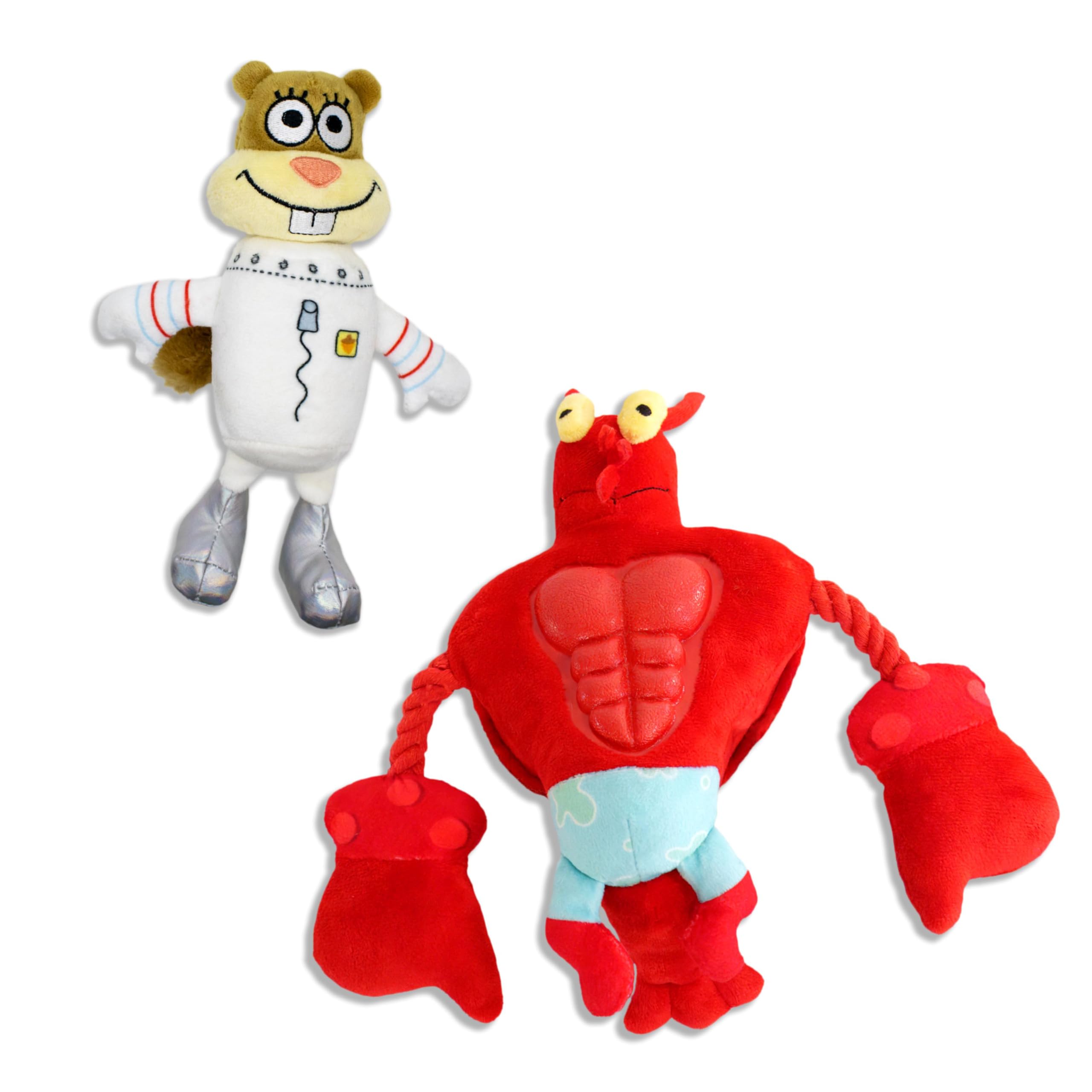 Design Lab, Inc. Spongebob Squarepants Official Merchandise Interactive And Fun Collectible Dog Toys | 2-Pack Larry & Sandy Dog 